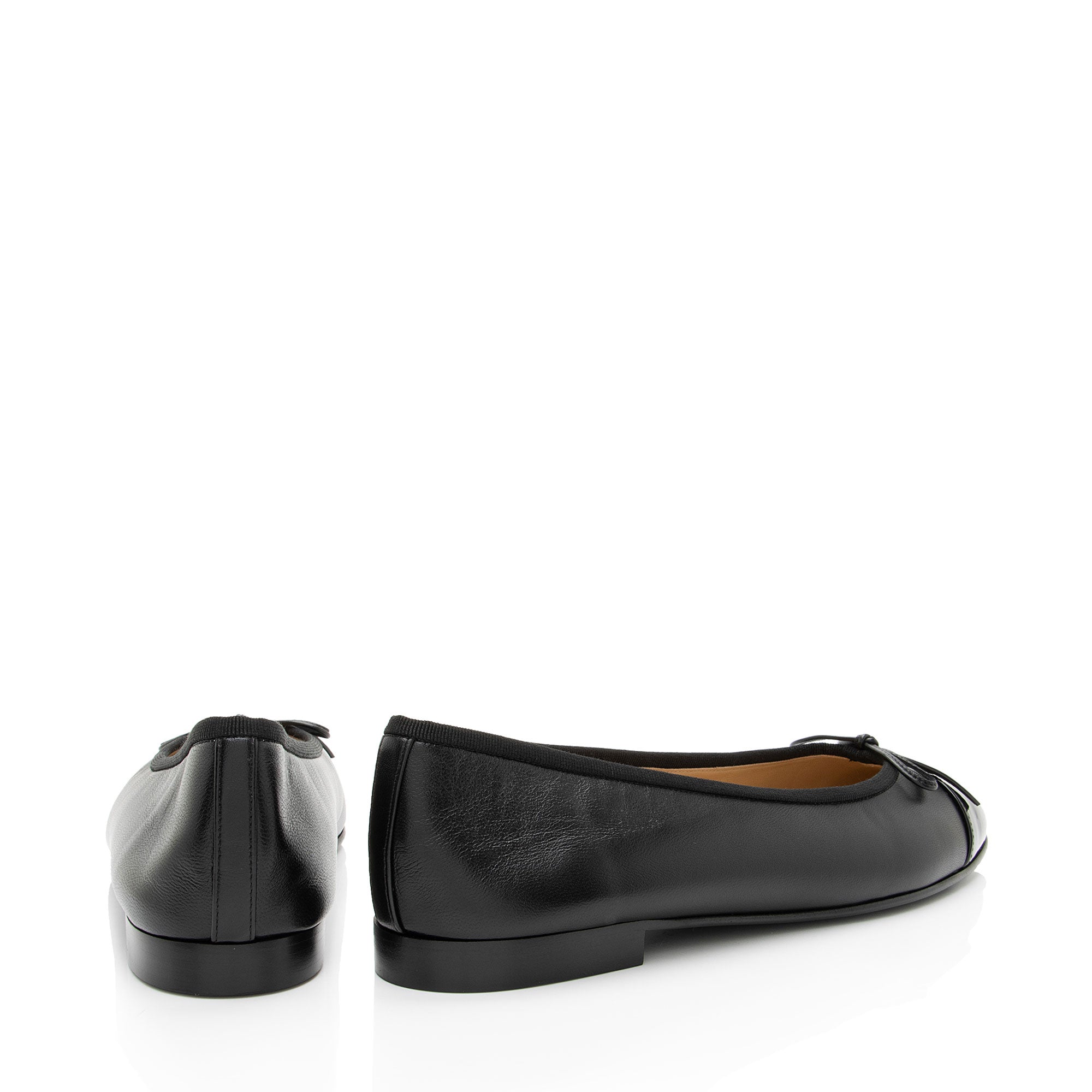 Chanel Patent Calfskin CC Cap Toe Ballet Flats - Size 10.5 / 40.5