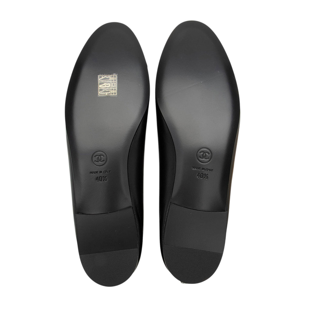 Chanel Patent Calfskin CC Cap Toe Ballet Flats - Size 10.5 / 40.5