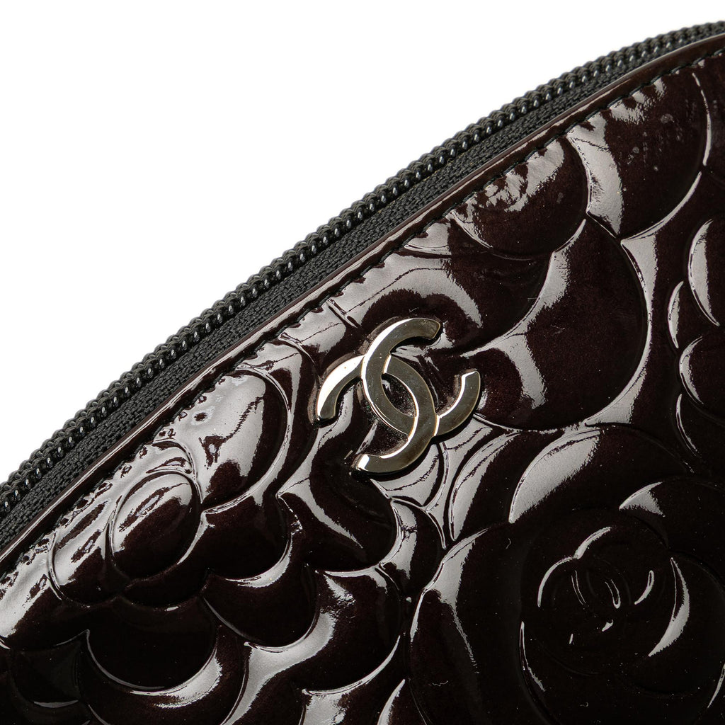Chanel Patent Camellia Cosmetic Pouch