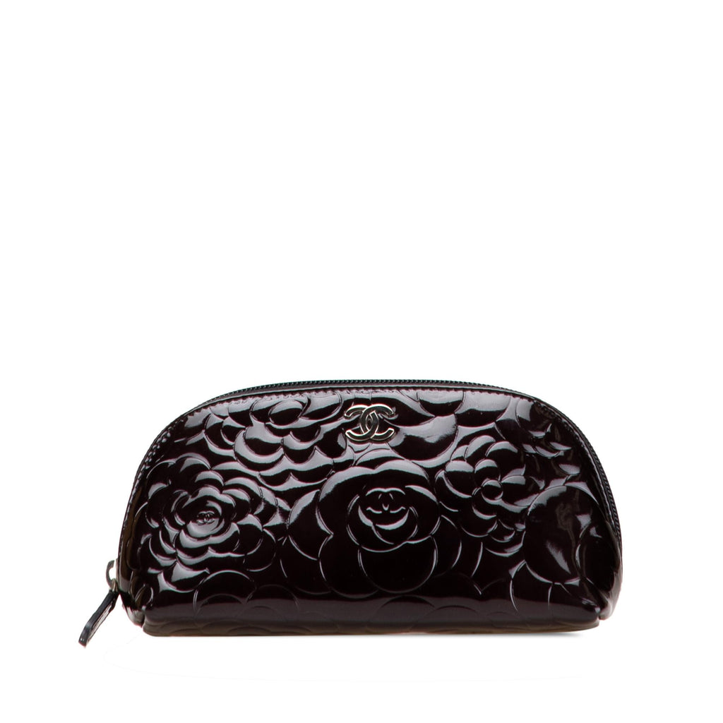 Chanel Patent Camellia Cosmetic Pouch