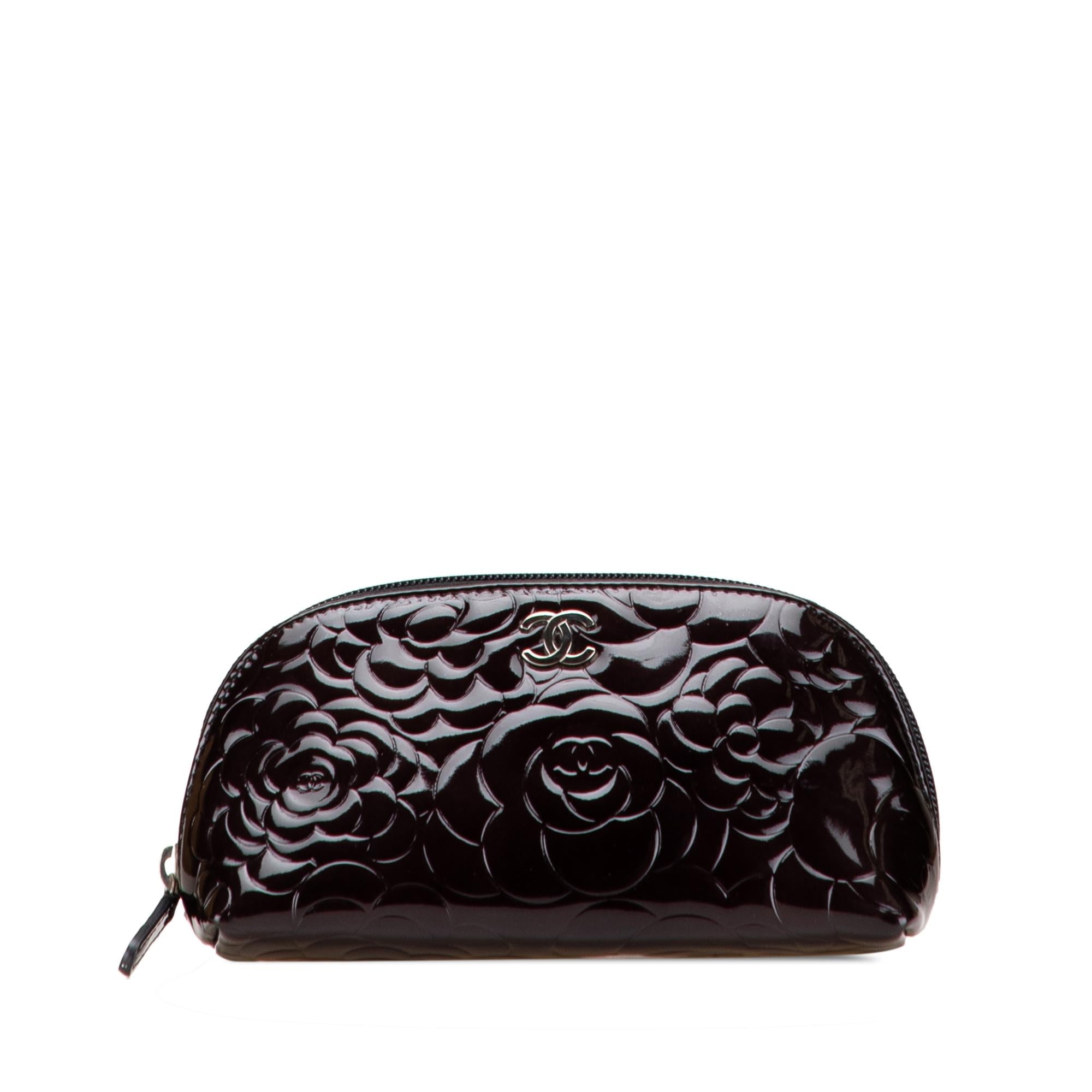 Chanel Patent Camellia Cosmetic Pouch