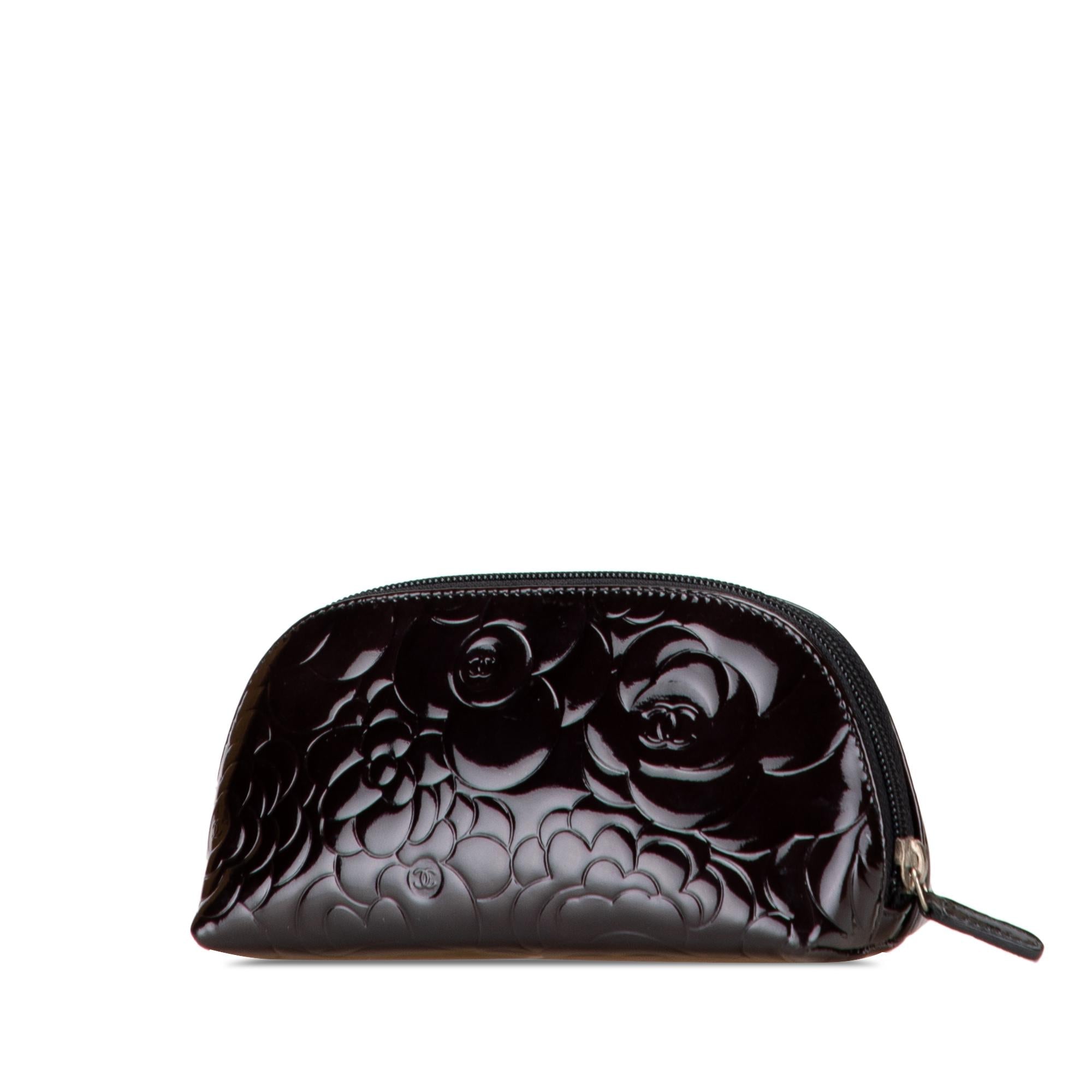 Chanel Patent Camellia Cosmetic Pouch