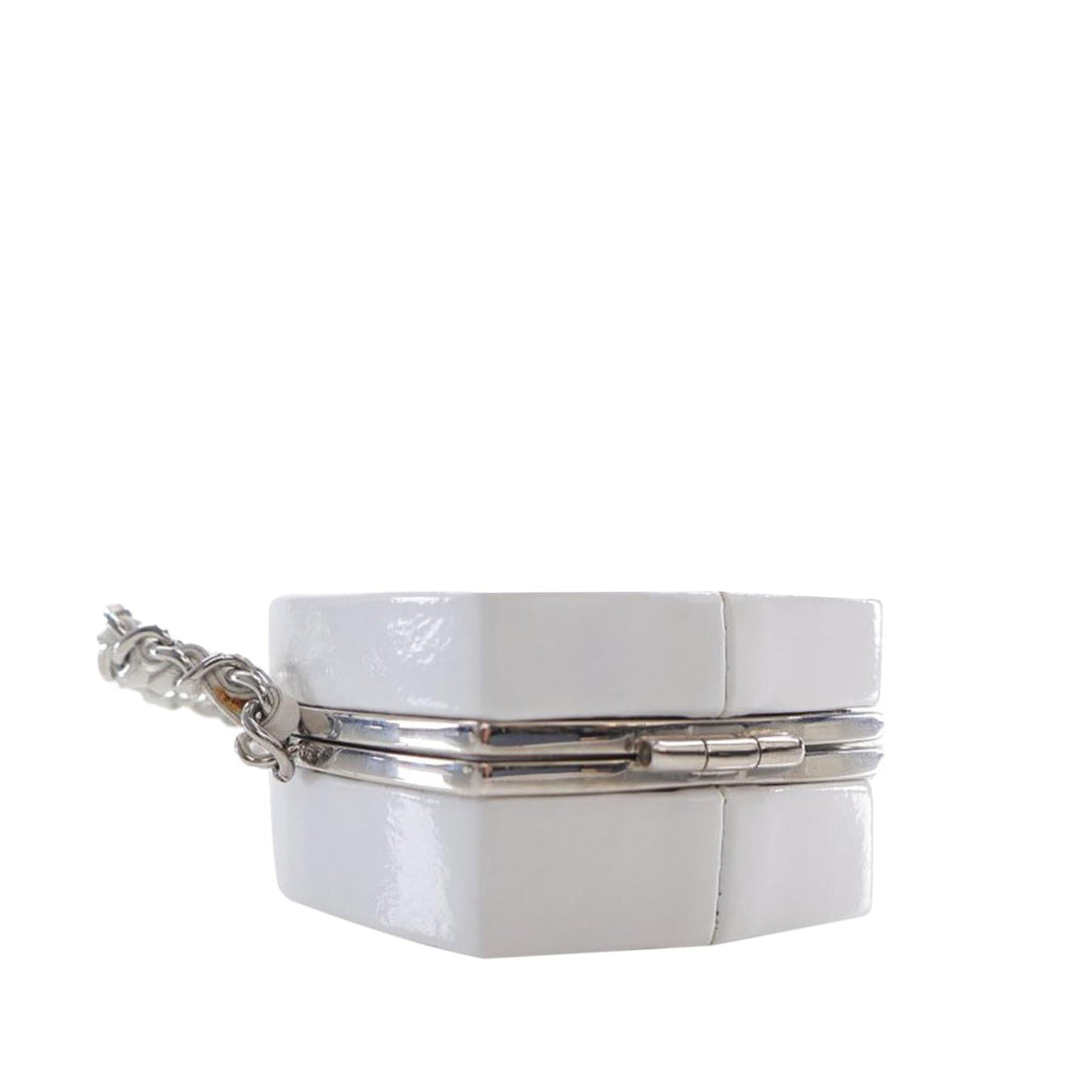 Chanel Patent Goatskin Make-Up Box Clutch With Chain