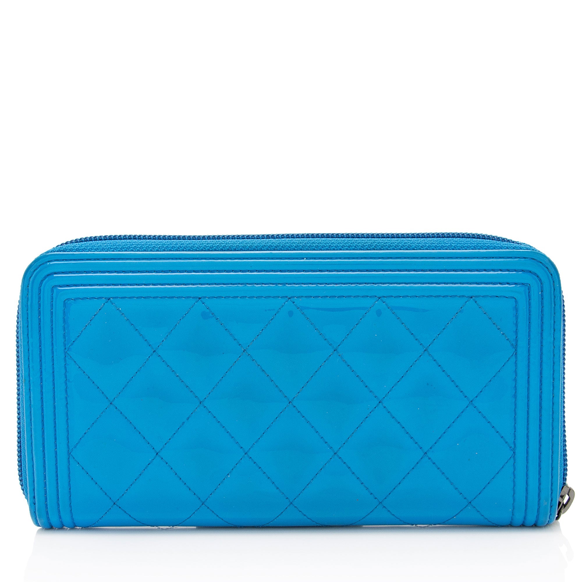Chanel Patent Leather Boy Zip Around Wallet