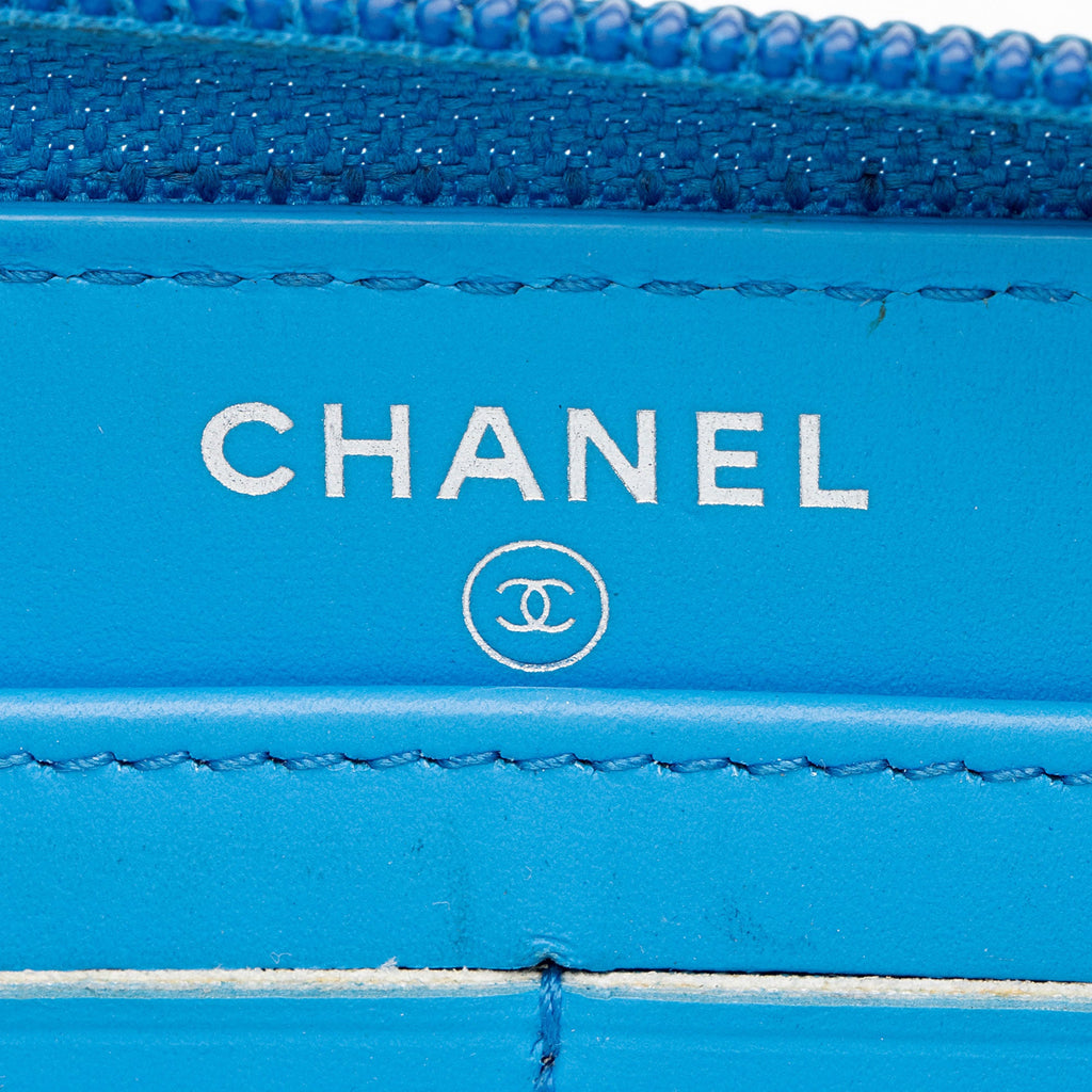 Chanel Patent Leather Boy Zip Around Wallet