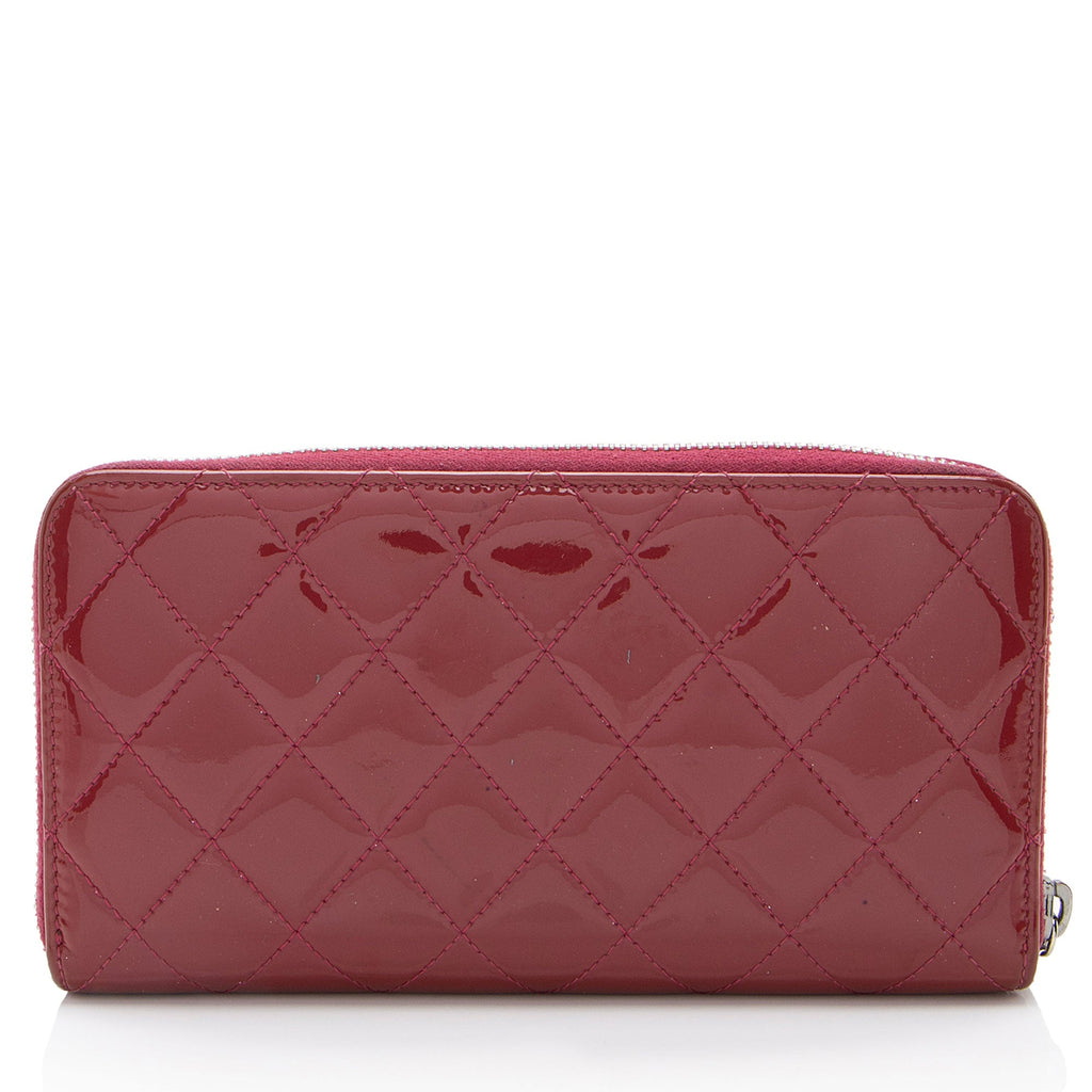 Chanel Patent Leather CC Zip Around Wallet