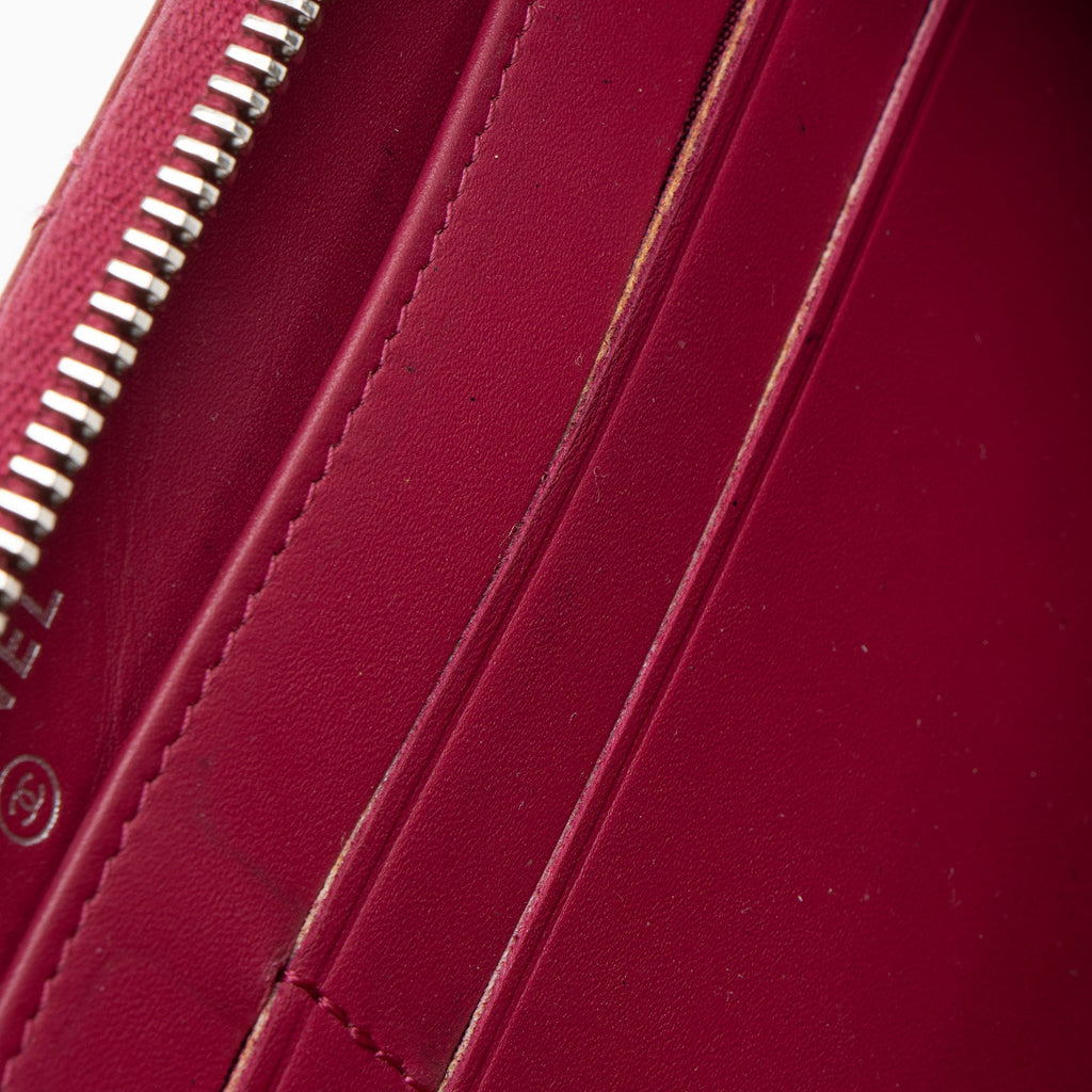 Chanel Patent Leather CC Zip Around Wallet