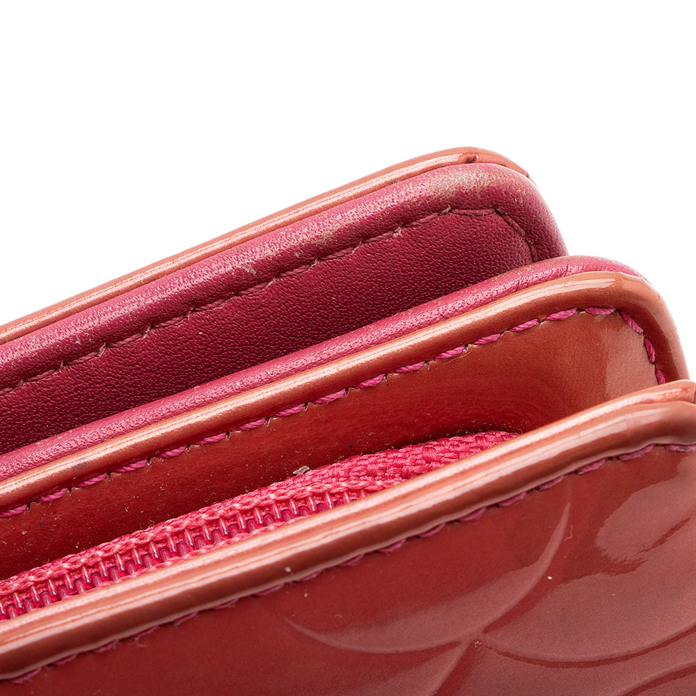 Chanel Patent Leather Camellia CC L-Double Wallet (SHF-20612)