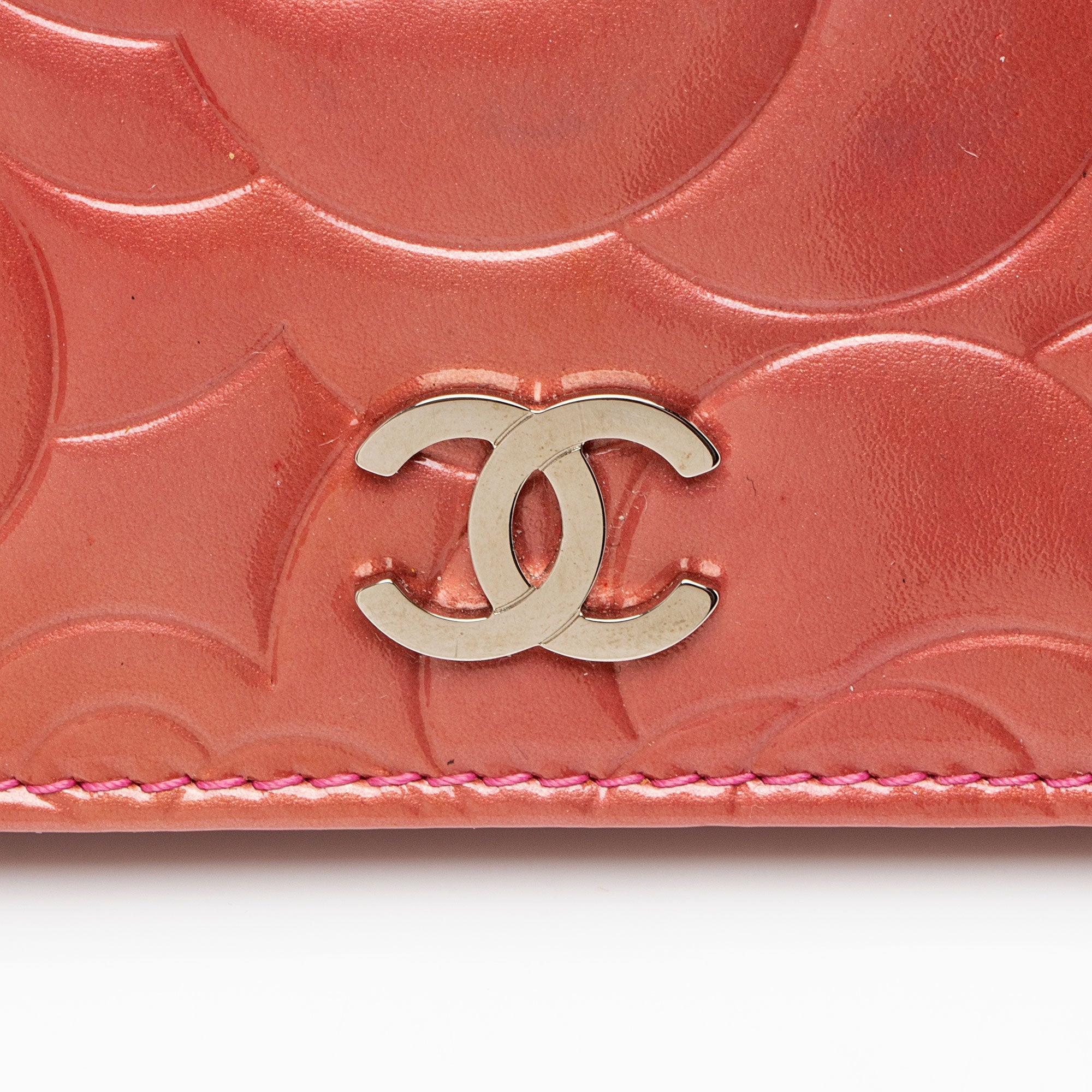 Chanel Patent Leather Camellia CC Yen Wallet