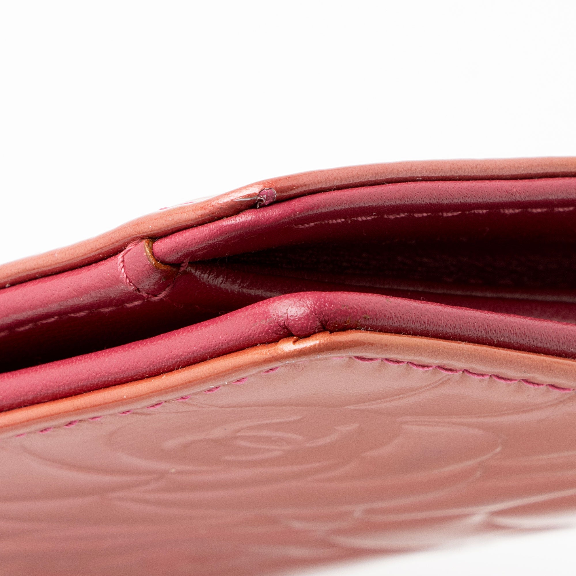 Chanel Patent Leather Camellia CC Yen Wallet