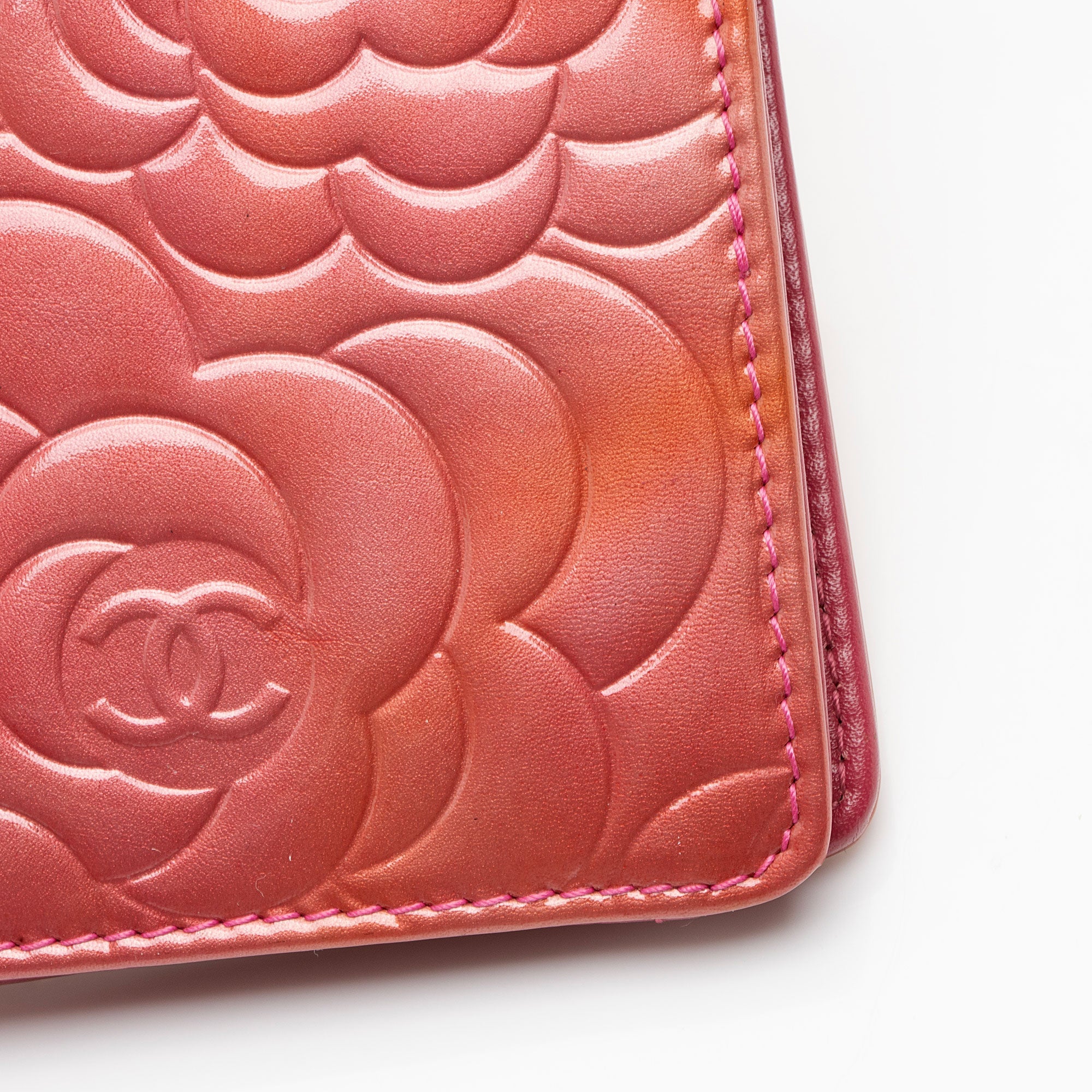 Chanel Patent Leather Camellia CC Yen Wallet