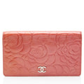 Chanel Patent Leather Camellia CC Yen Wallet