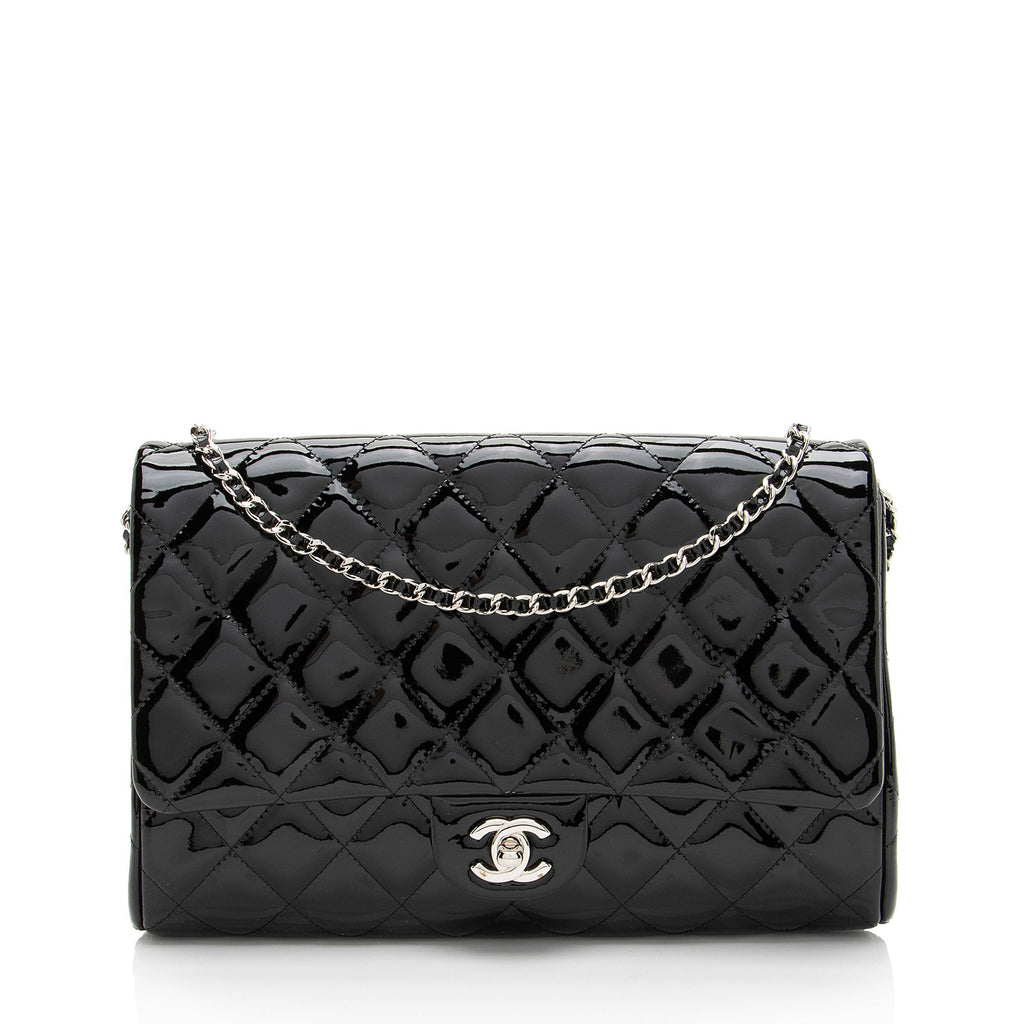 Chanel Patent Leather Classic Chain Flap Clutch