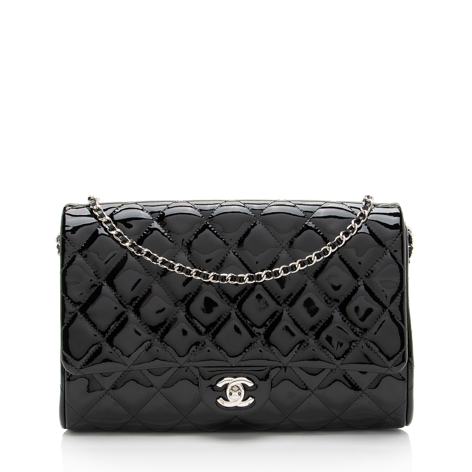 Chanel Patent Leather Classic Chain Flap Clutch