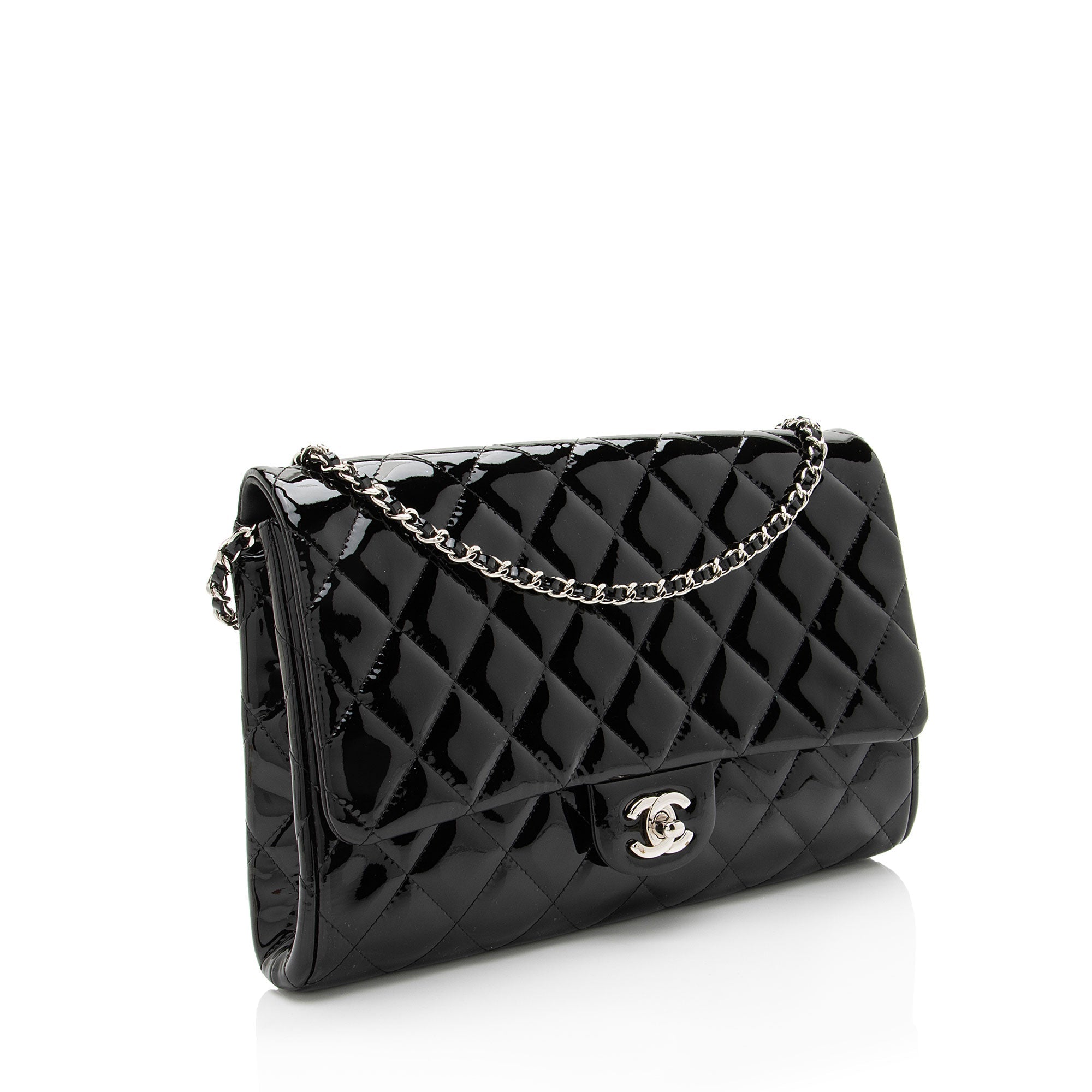 Chanel Patent Leather Classic Chain Flap Clutch