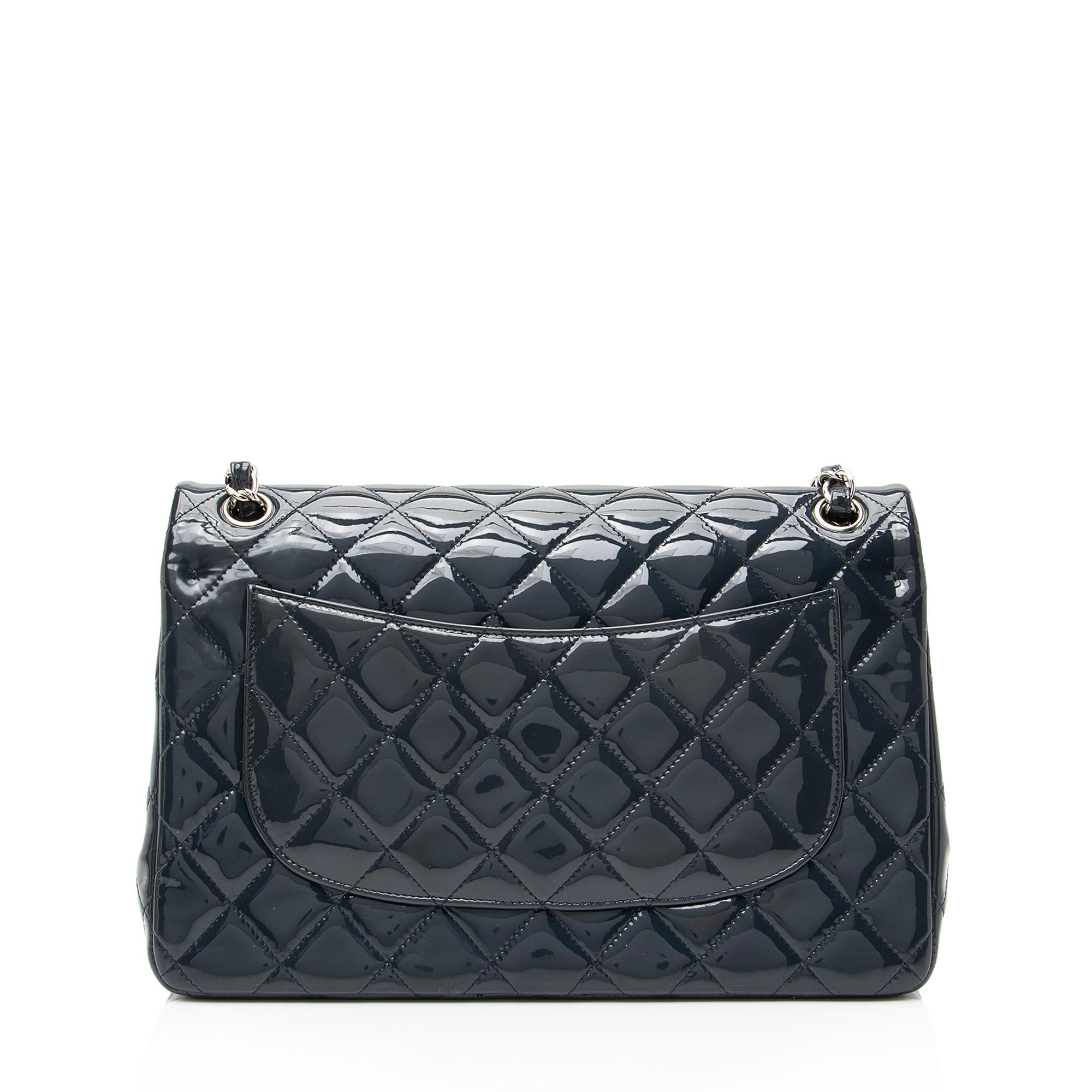 Chanel Patent Leather Classic Jumbo Double Flap Bag (SHF-23196)