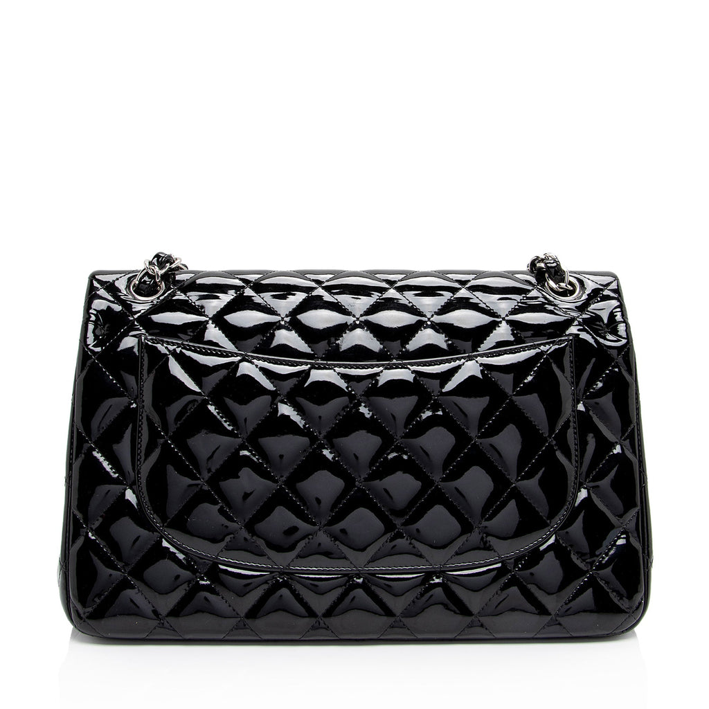 Chanel Patent Leather Classic Jumbo Double Flap Bag (SHF-zuaFhW)