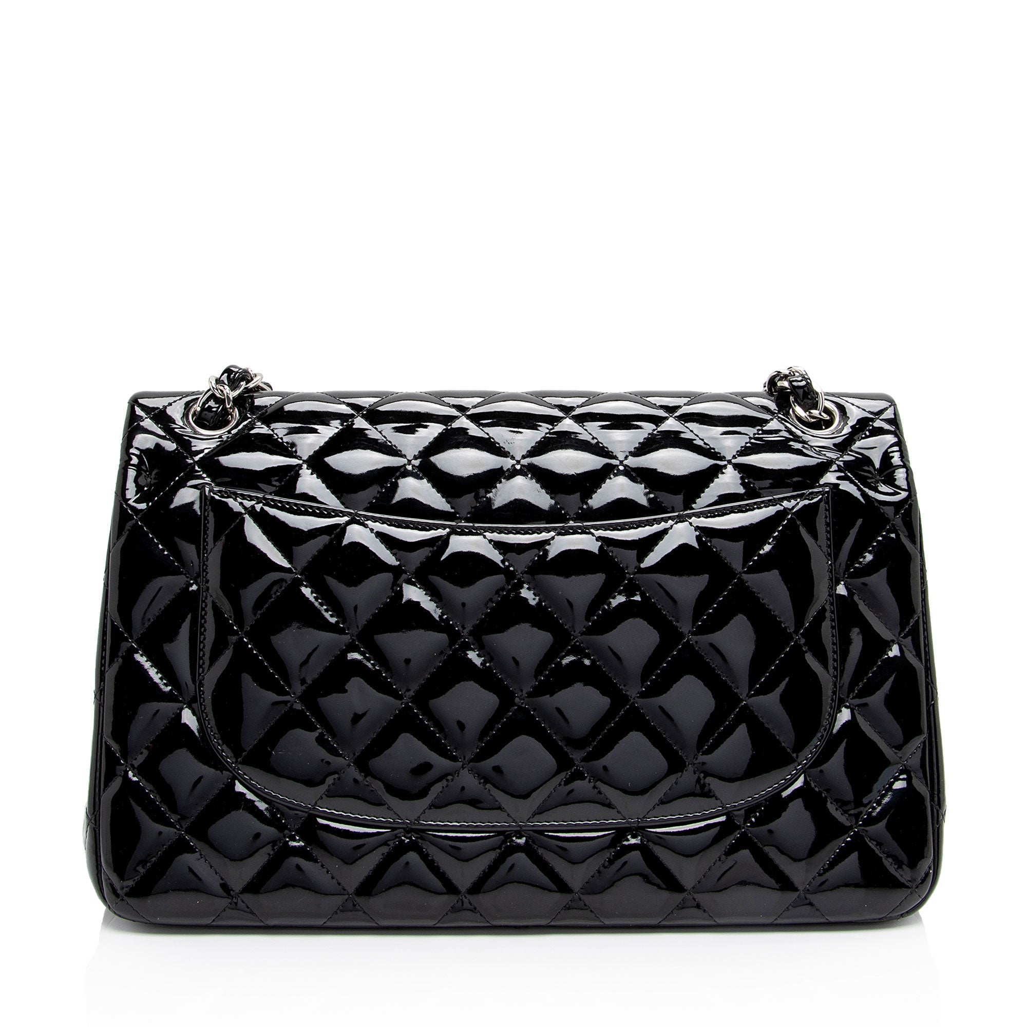 Chanel Patent Leather Classic Jumbo Double Flap Bag (SHF-zuaFhW)