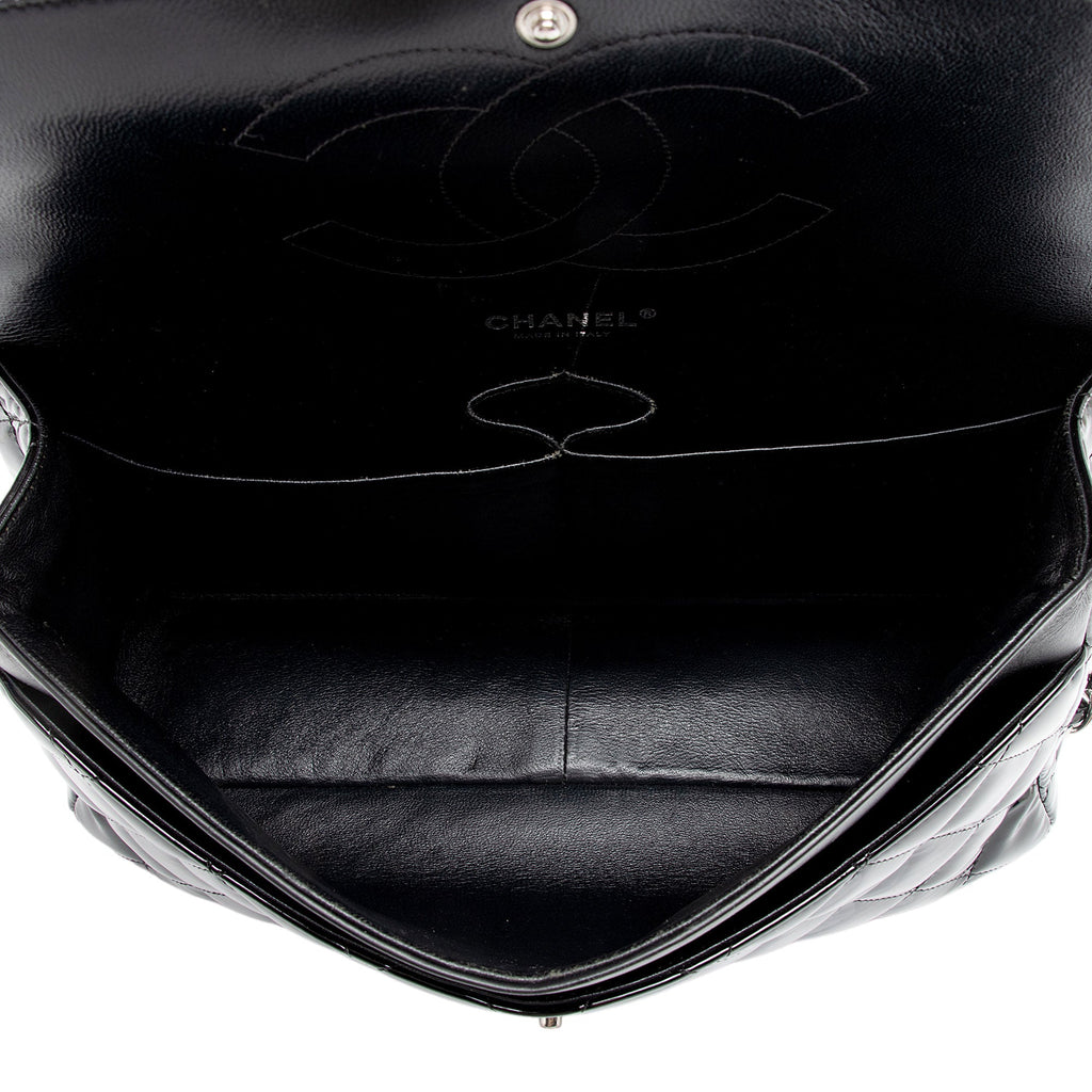 Chanel Patent Leather Classic Jumbo Double Flap Bag (SHF-zuaFhW)