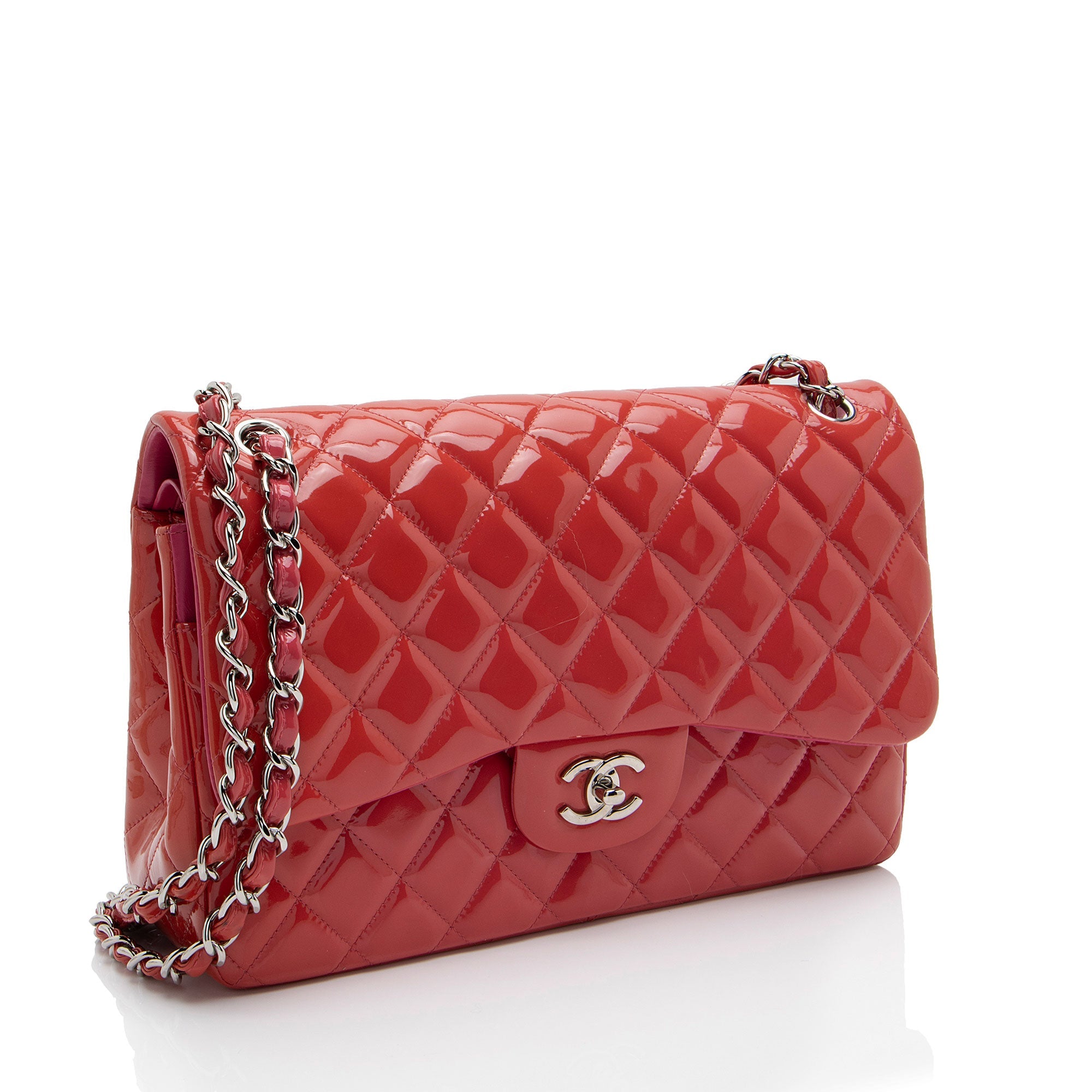 Chanel Patent Leather Classic Jumbo Double Flap Bag (SHF-2aeN2O)