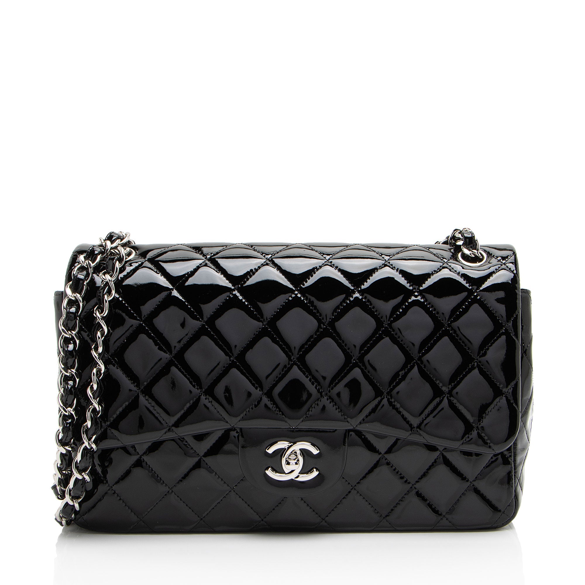 Chanel Patent Leather Classic Jumbo Double Flap Bag