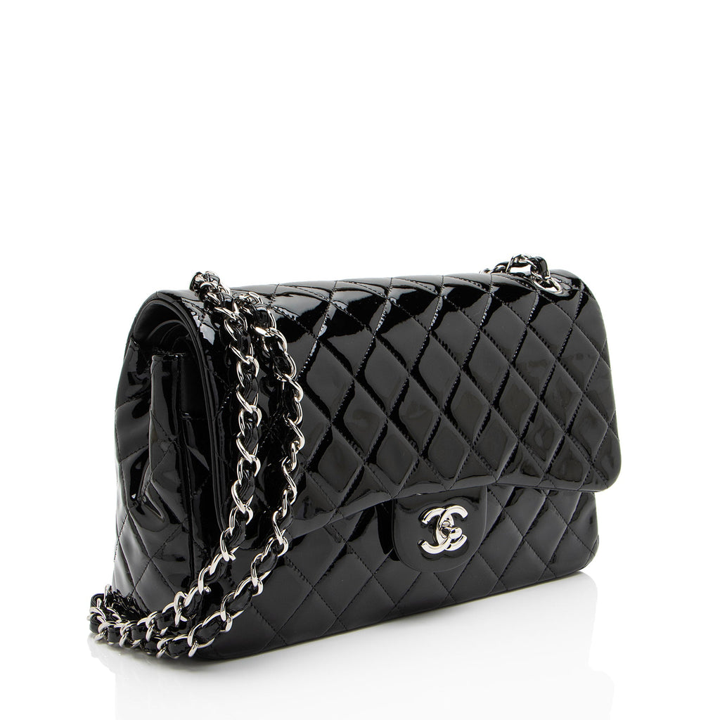 Chanel Patent Leather Classic Jumbo Double Flap Bag