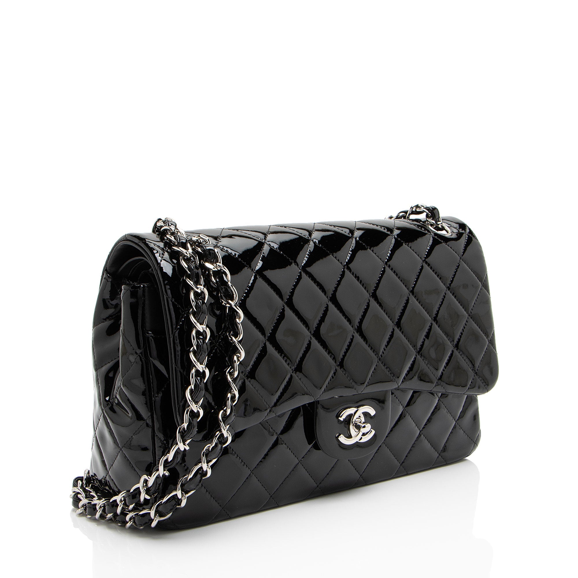 Chanel Patent Leather Classic Jumbo Double Flap Bag