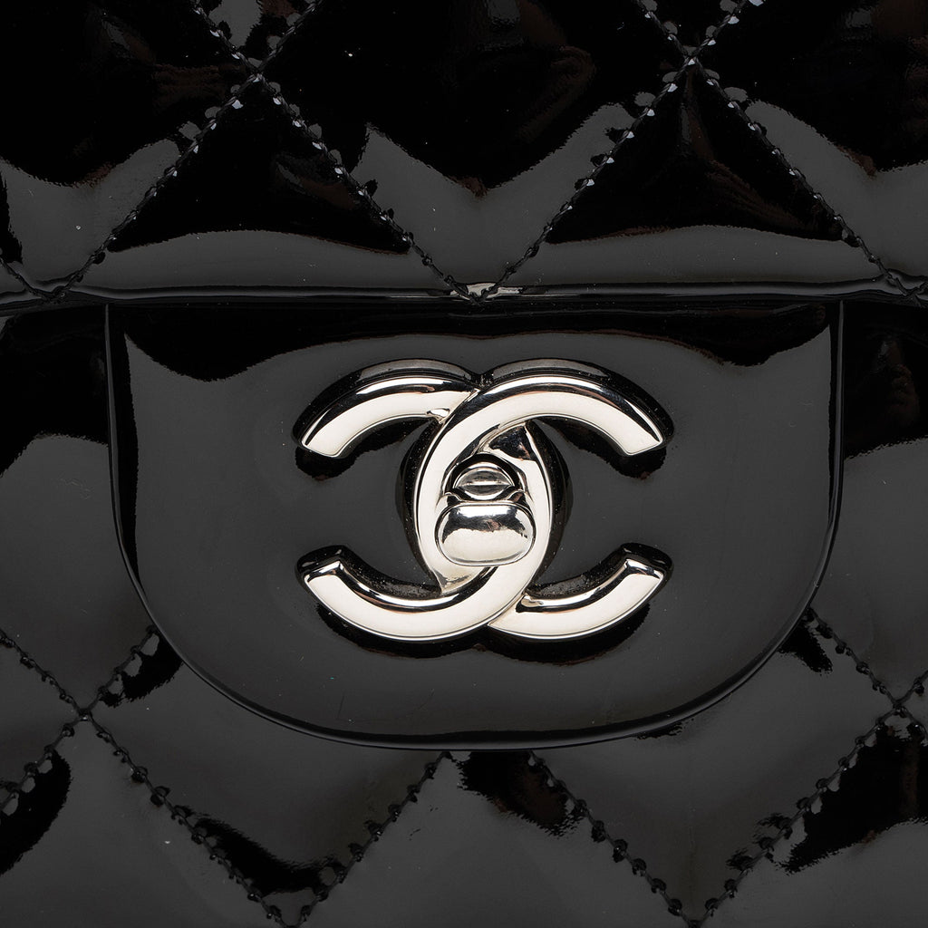 Chanel Patent Leather Classic Jumbo Double Flap Bag