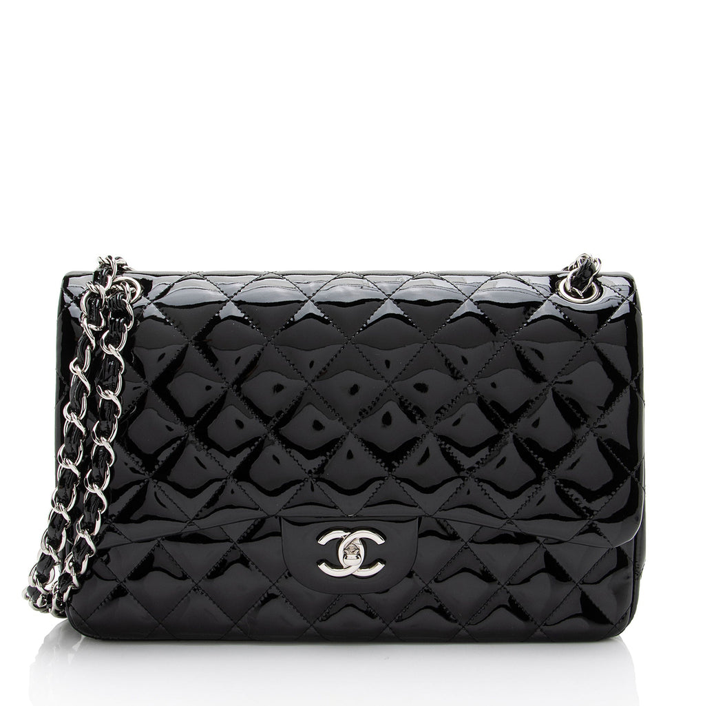 Chanel Patent Leather Classic Jumbo Double Flap Bag