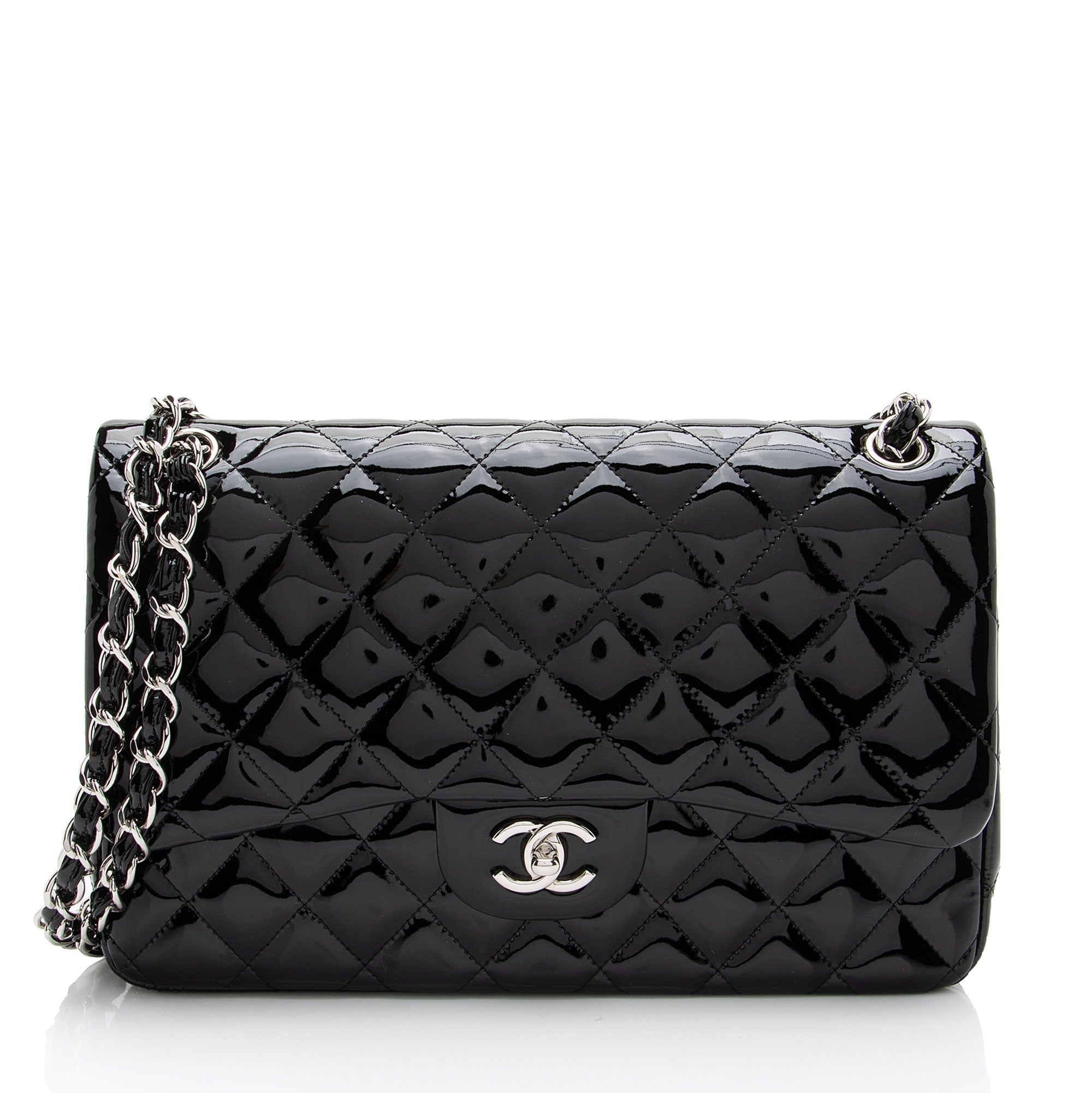 Chanel Patent Leather Classic Jumbo Double Flap Bag