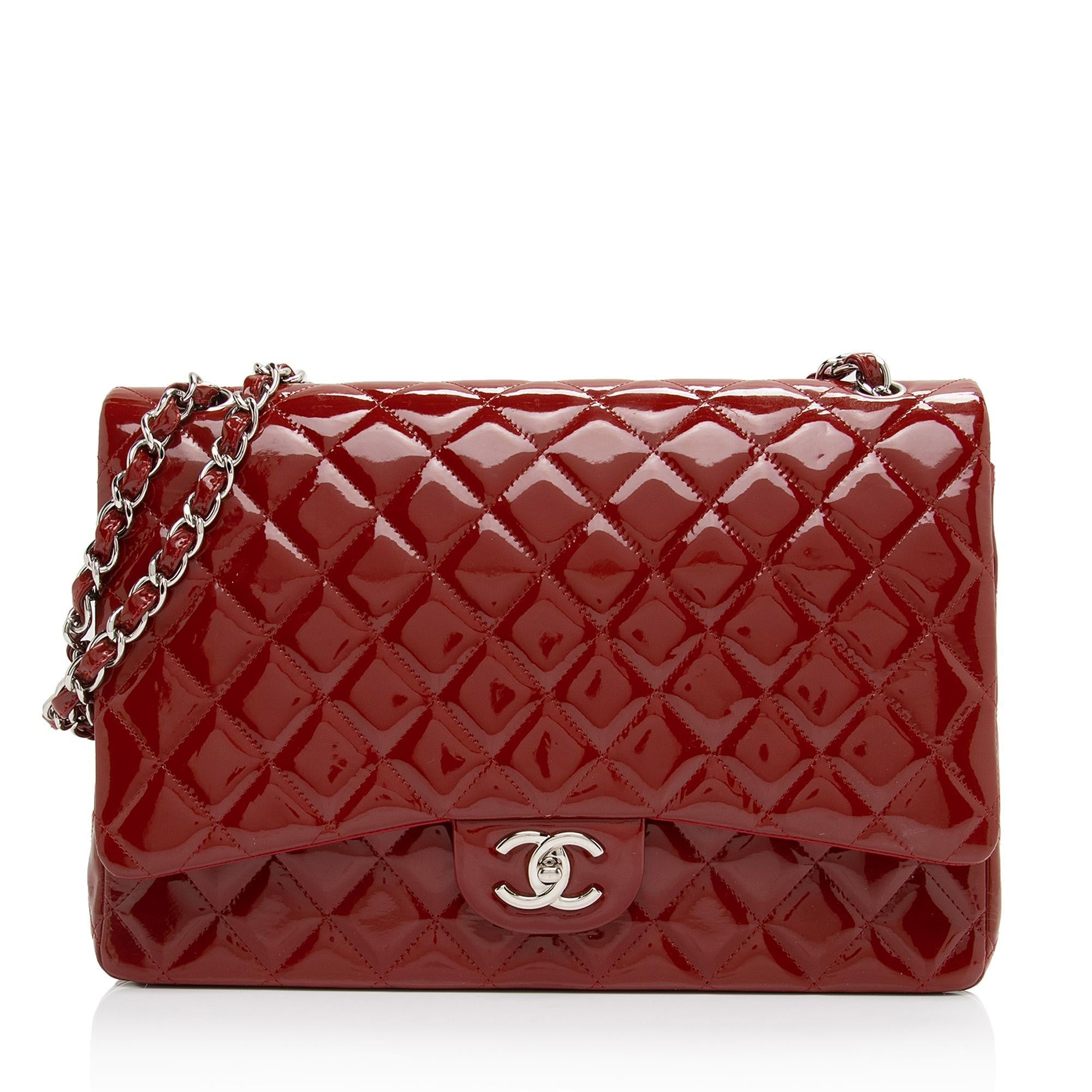 Chanel Patent Leather Classic Maxi Double Flap Bag (SHF-g5wkOe)