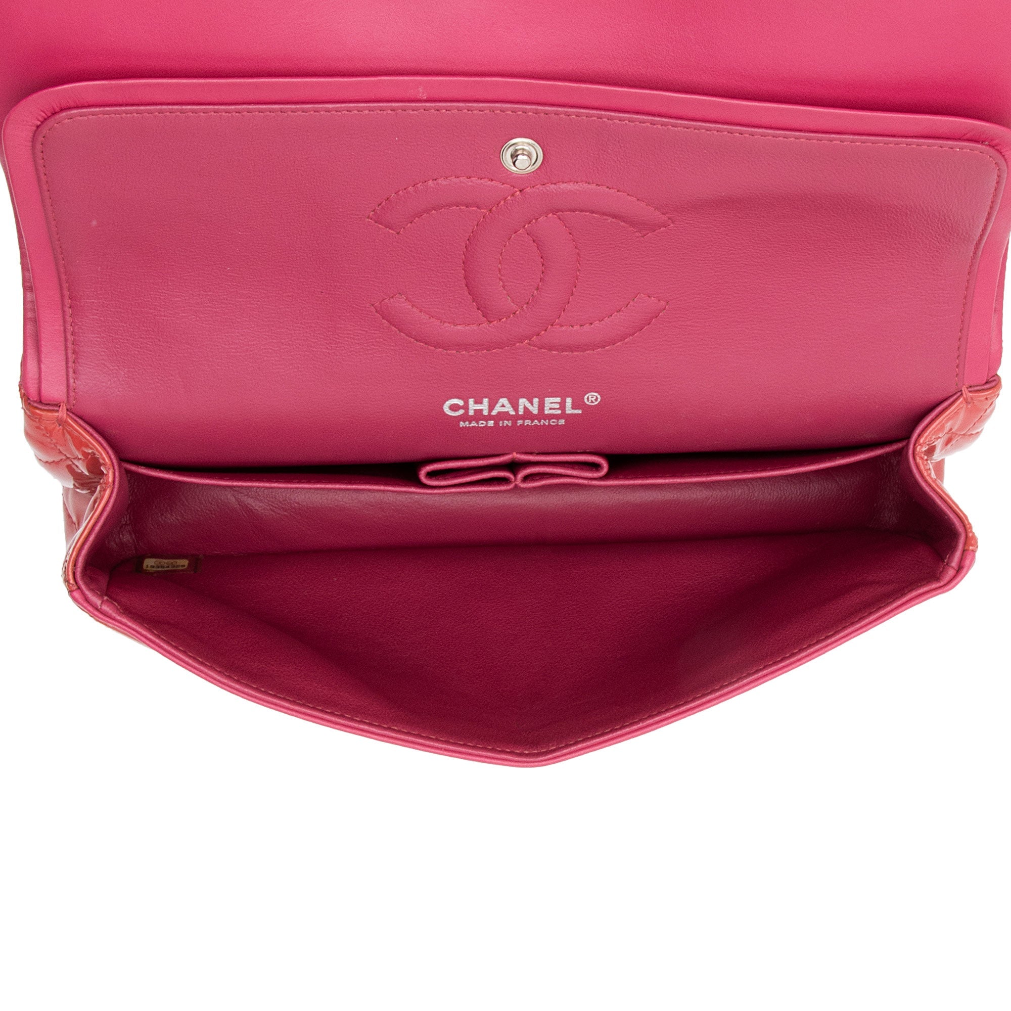 Chanel Patent Leather Classic Medium Double Flap Bag (SHF-4dhv1Q)