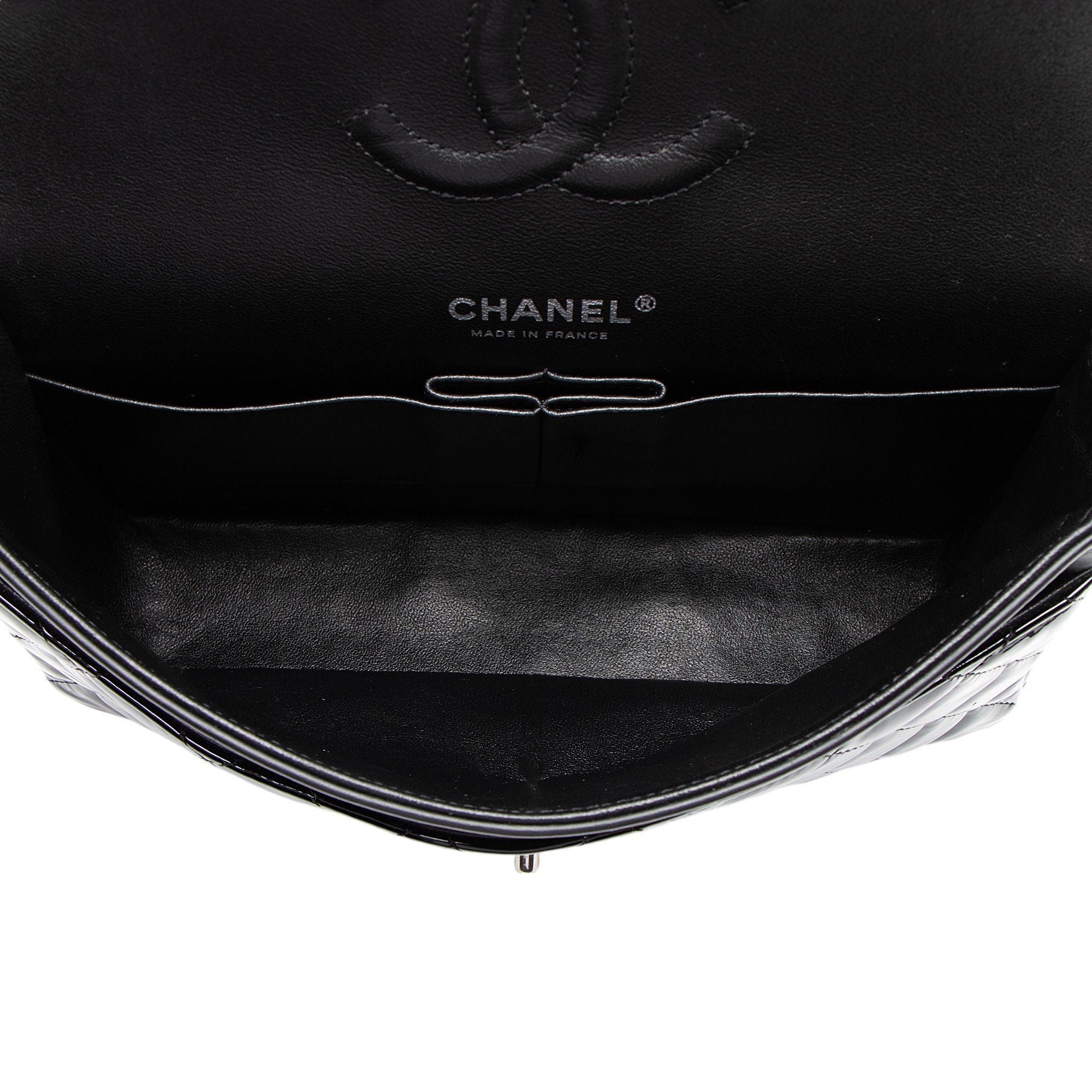 Chanel Patent Leather Classic Medium Double Flap Bag