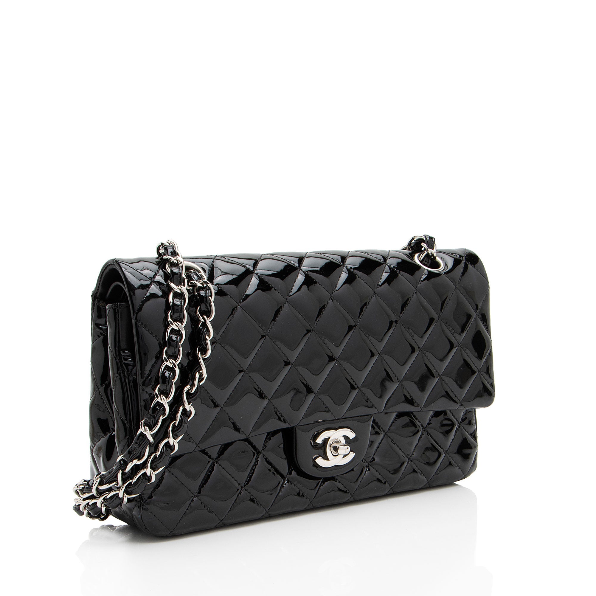 Chanel Patent Leather Classic Medium Double Flap Bag