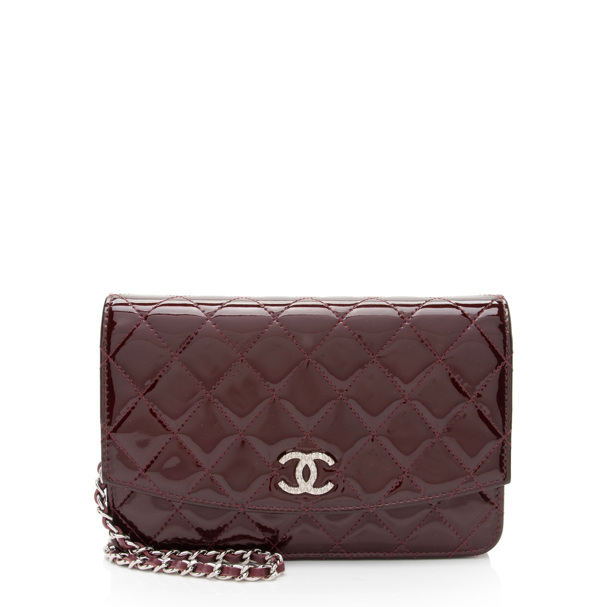 Chanel Patent Leather Classic Wallet on Chain (SHF-toY5Wd)