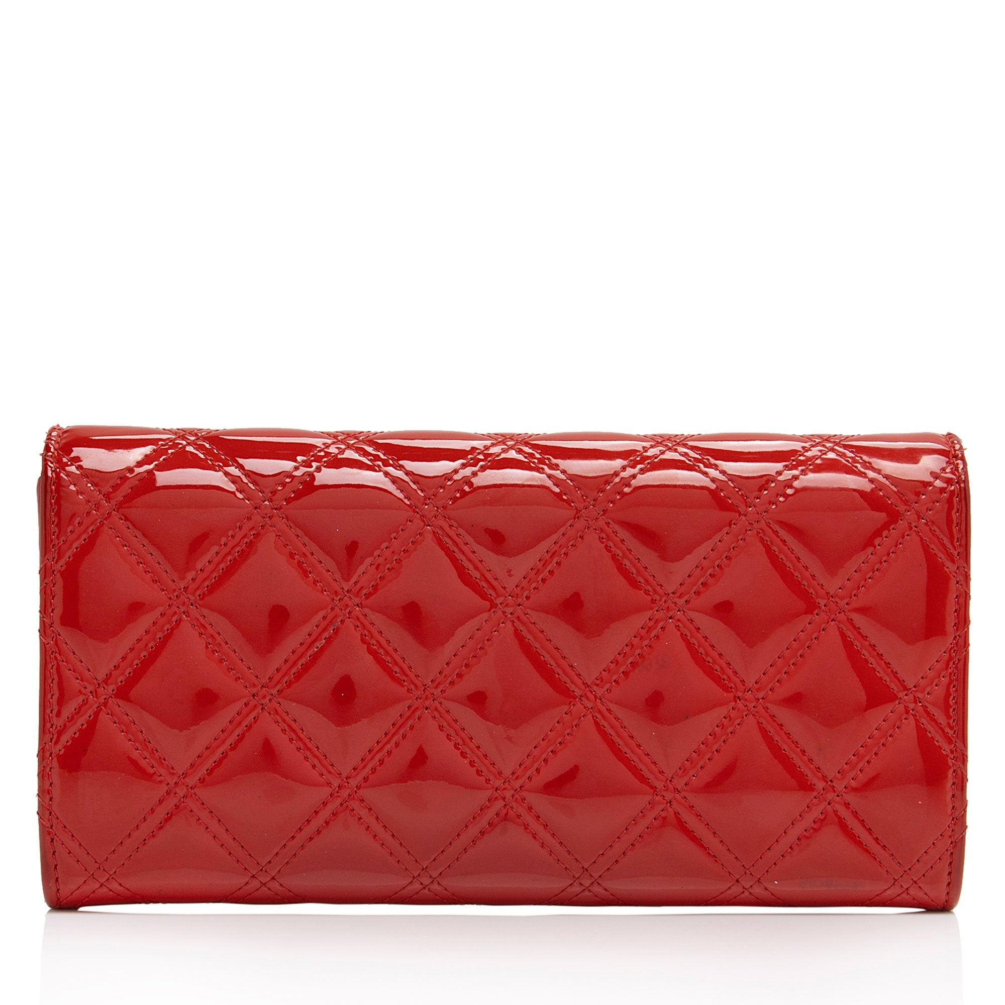 Chanel Patent Leather Diamond Stitch Flap Wallet (SHF-Ql4n4i)