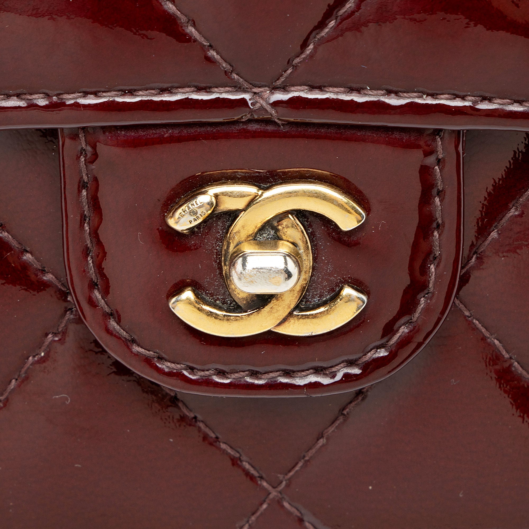 Chanel Patent Leather Eyelet CC Wallet on Chain