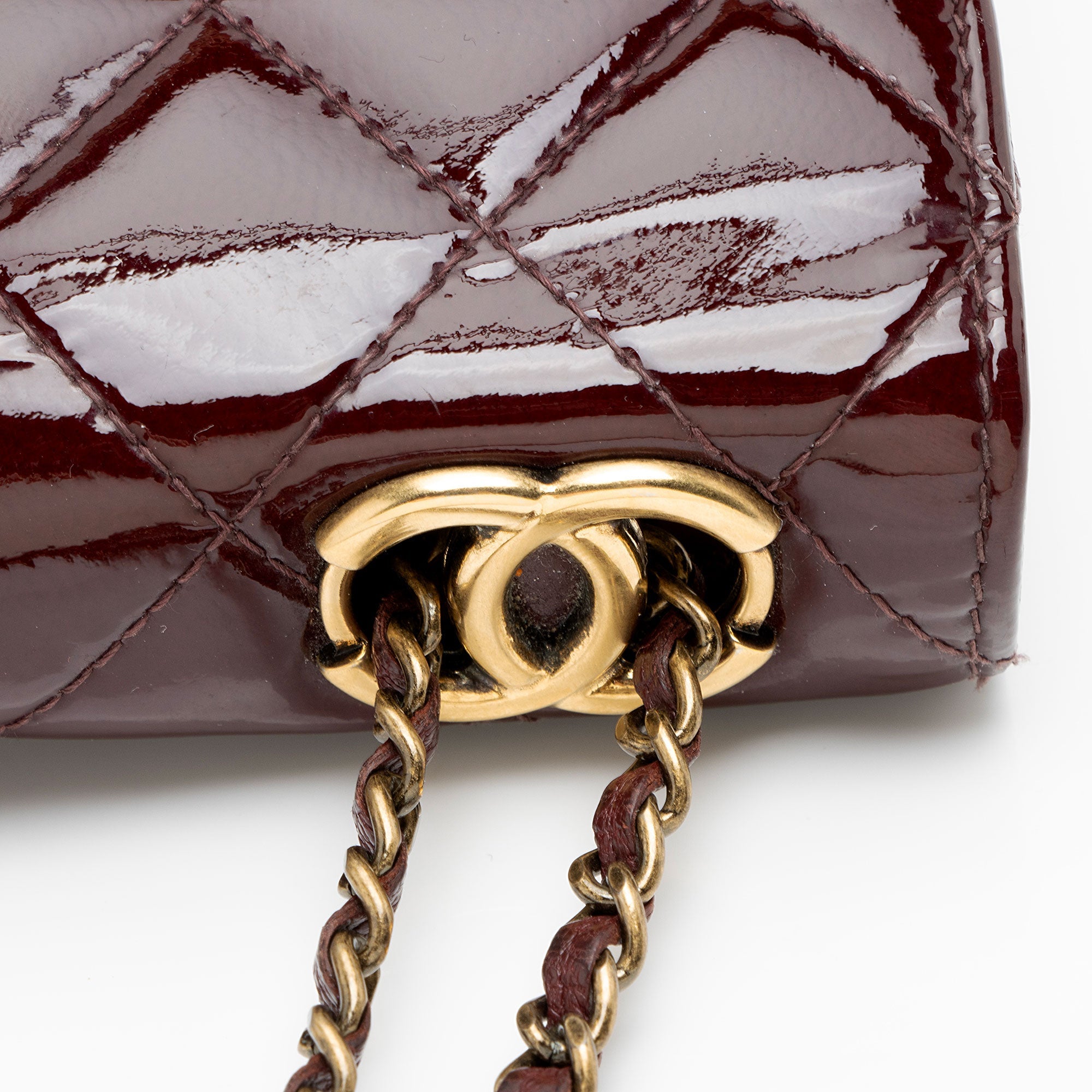 Chanel Patent Leather Eyelet CC Wallet on Chain