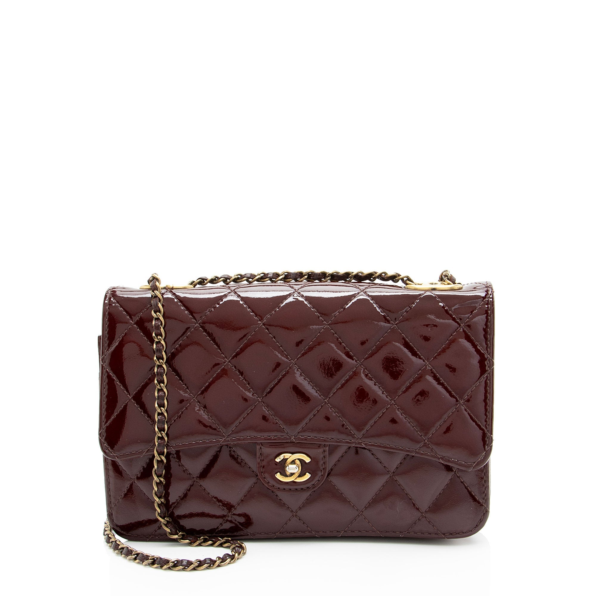 Chanel Patent Leather Eyelet CC Wallet on Chain