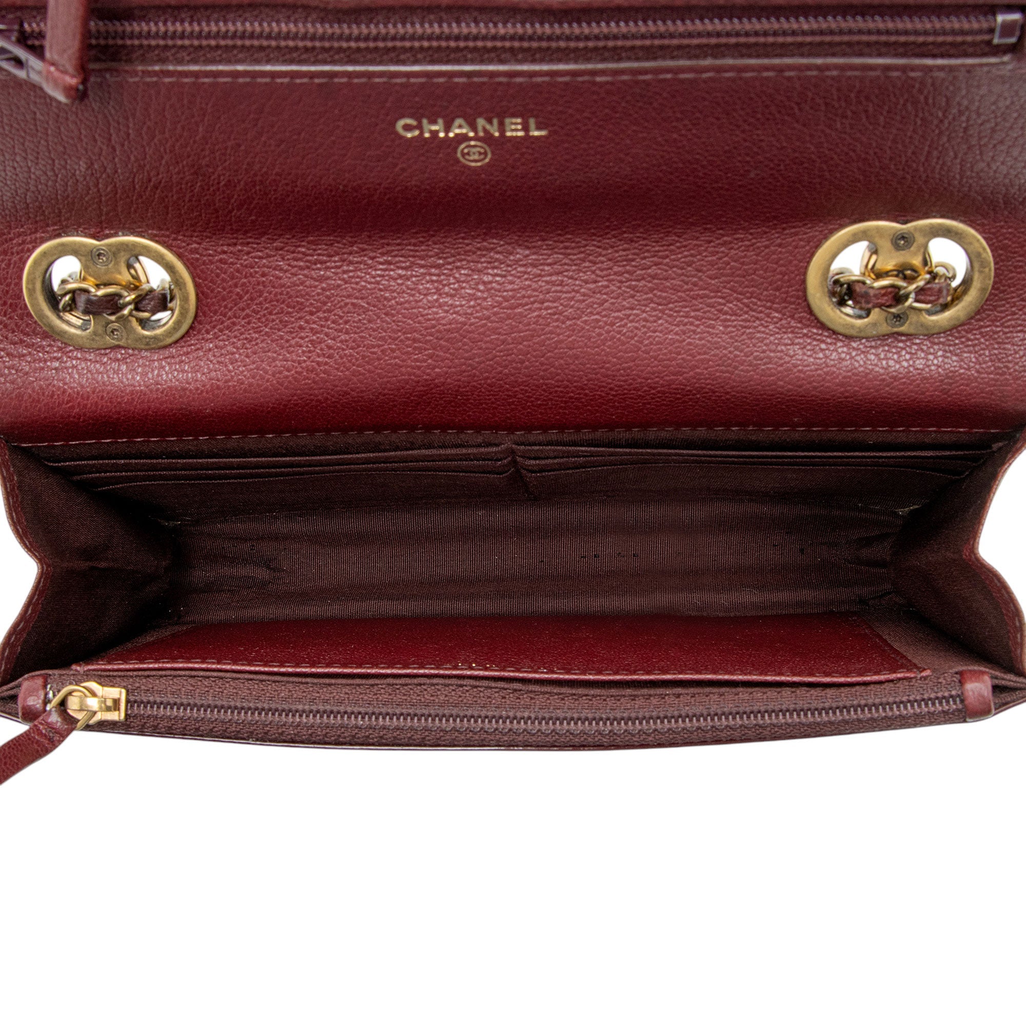 Chanel Patent Leather Eyelet CC Wallet on Chain