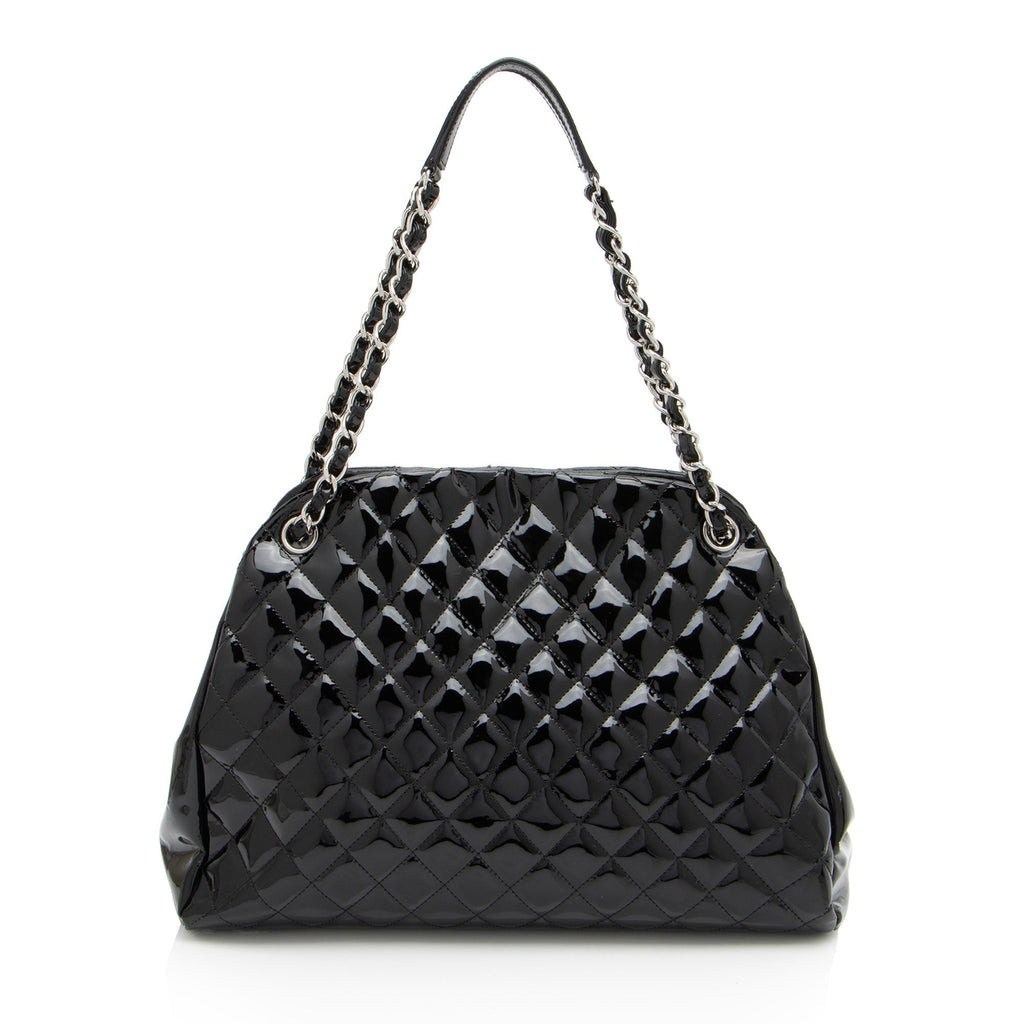 Chanel Patent Leather Just Mademoiselle Large Bowler Bag (SHF-ELuN7V)