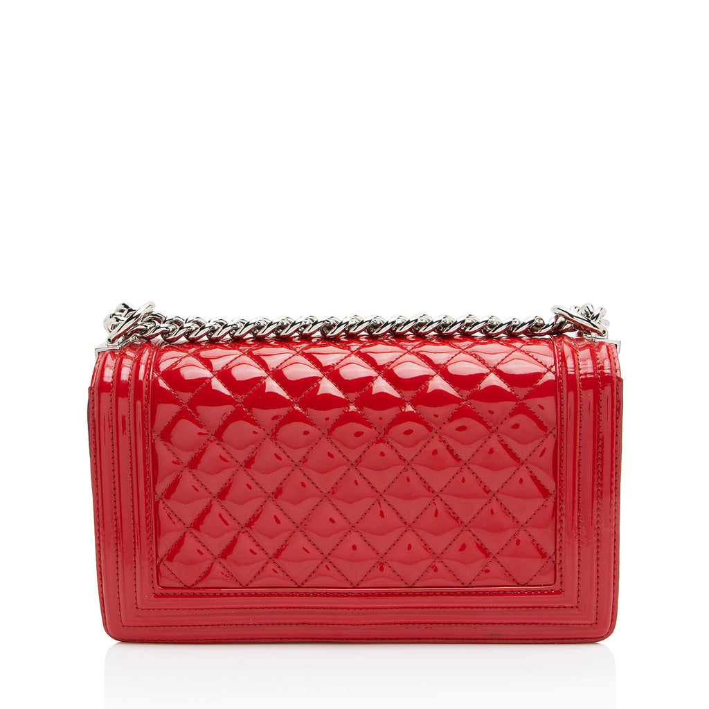 Chanel Patent Leather Plexiglass Old Medium Boy Bag (SHF-yQ51Dn)