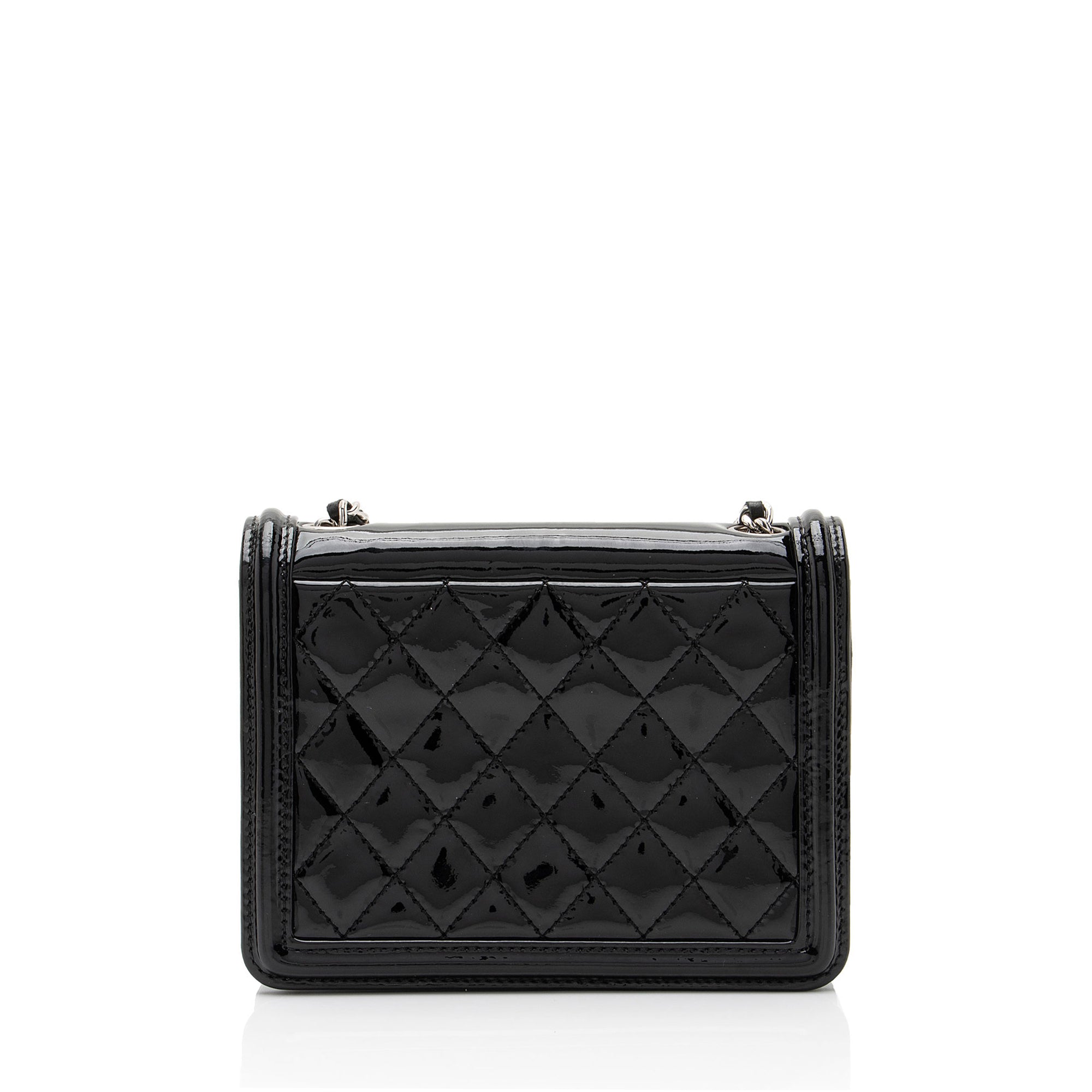 Chanel Patent Leather Striped Plexiglass Brick Boy Mini Flap Bag (SHF-0FlNDK)