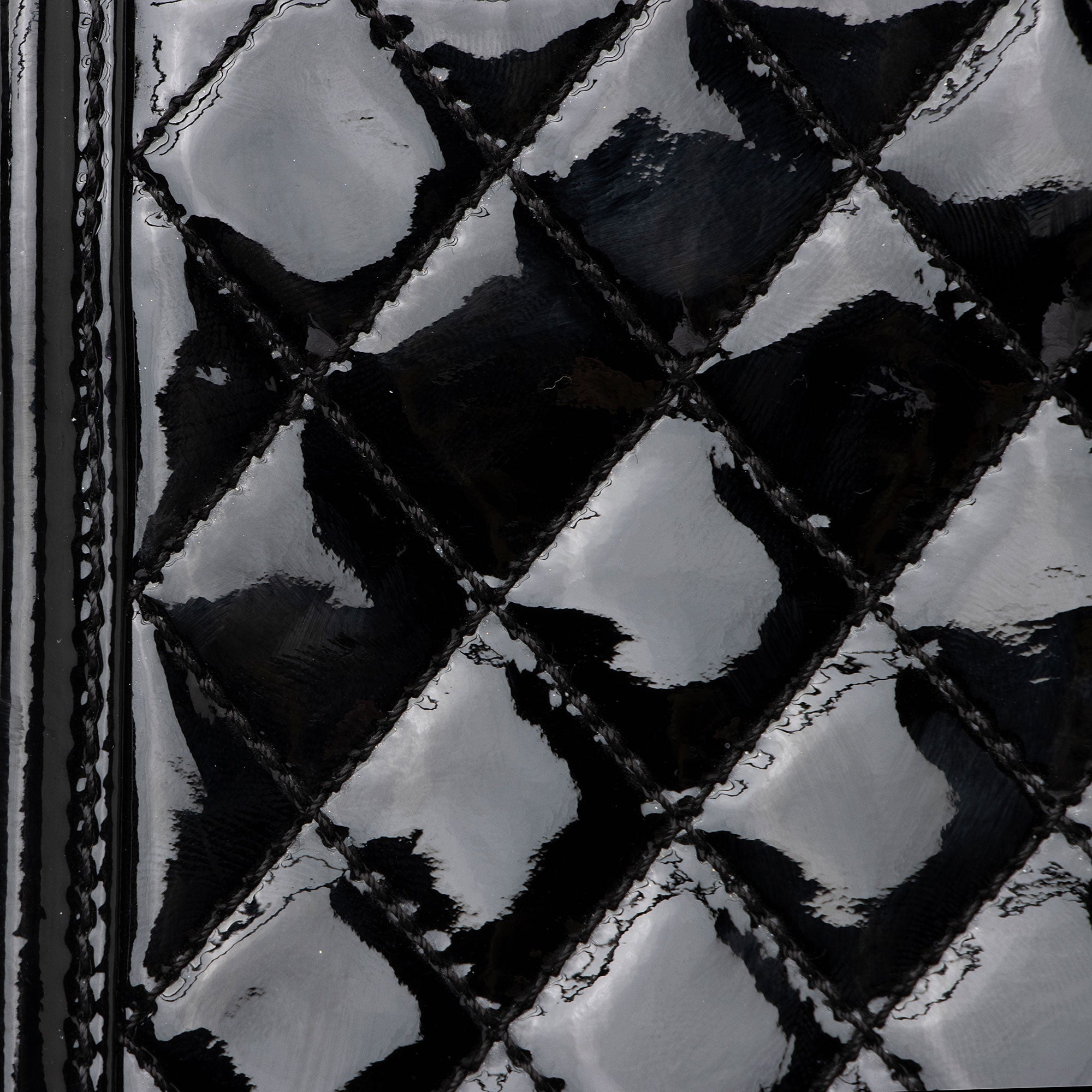 Chanel Patent Leather Striped Plexiglass Brick Boy Mini Flap Bag (SHF-0FlNDK)