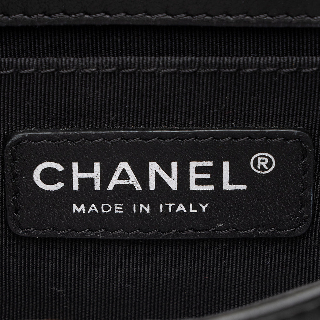 Chanel Patent Leather Striped Plexiglass Brick Boy Mini Flap Bag (SHF-0FlNDK)