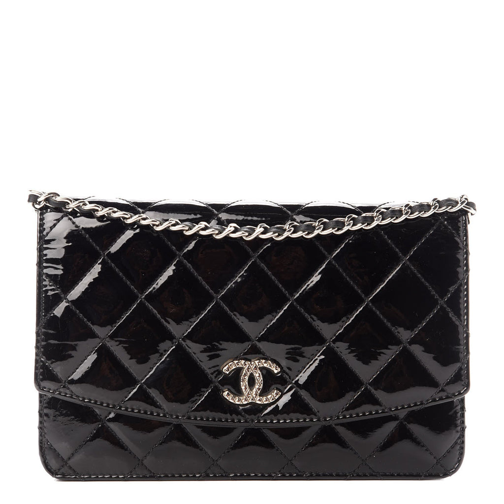 Chanel Quilted Patent Wallet on Chain WOC
