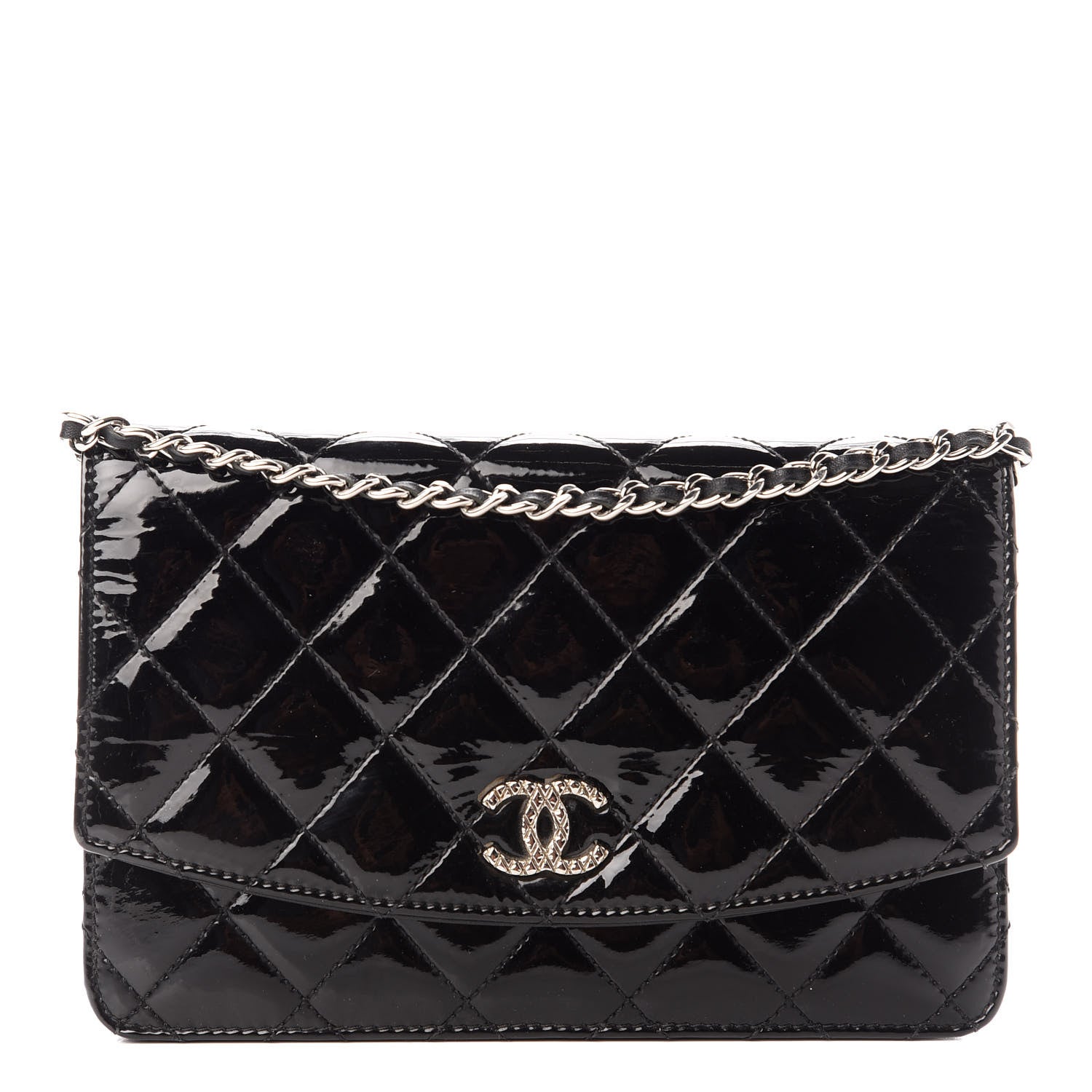 Chanel Quilted Patent Wallet on Chain WOC