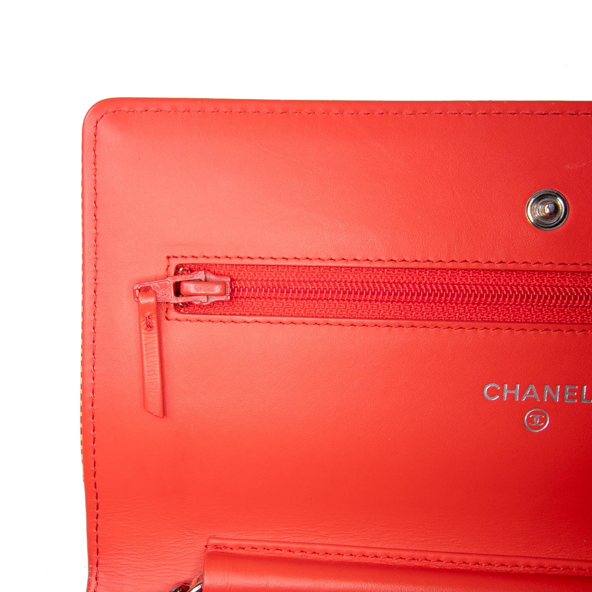 Chanel Patent Striped Wallet On Chain