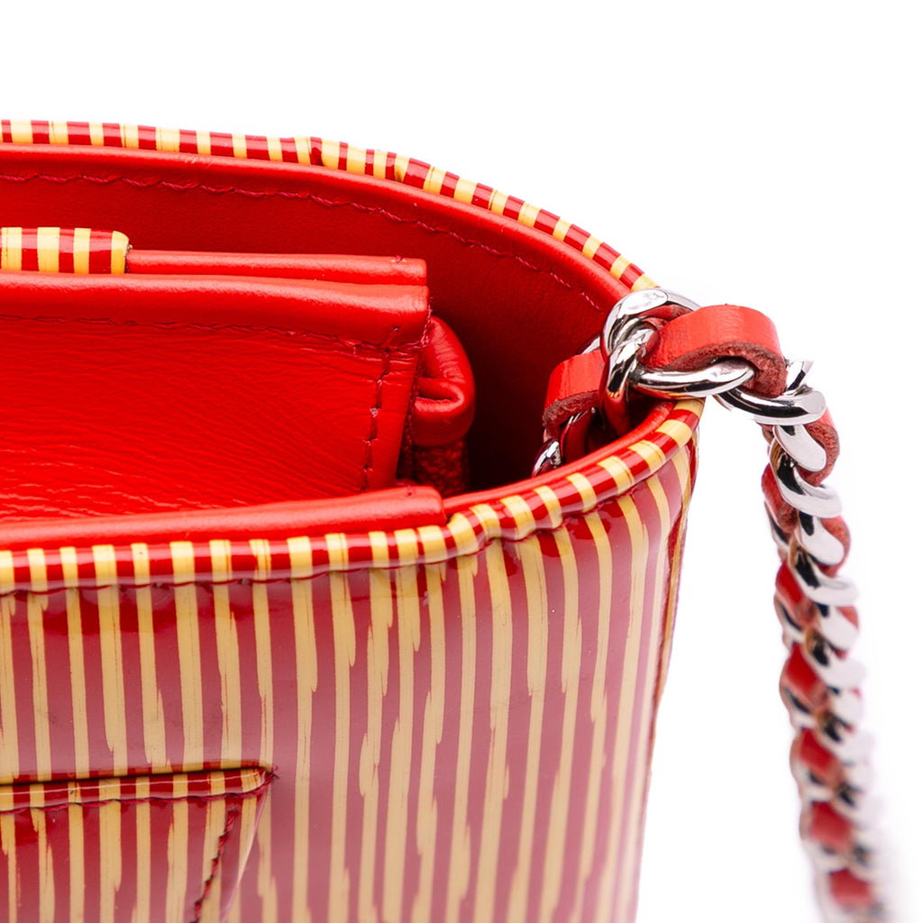 Chanel Patent Striped Wallet On Chain