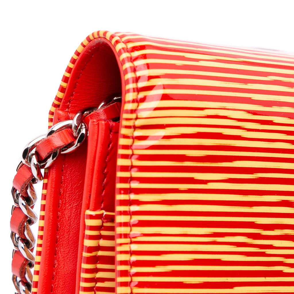 Chanel Patent Striped Wallet On Chain